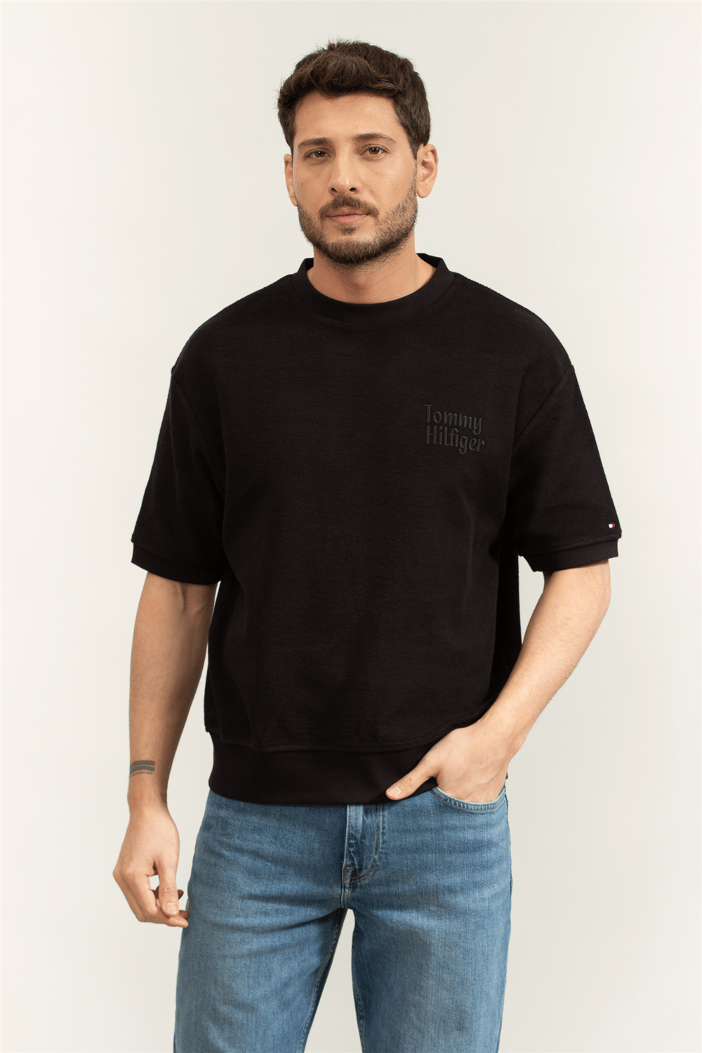 Tommy Hilfiger Reversed Terry SS Sweatshirt Erkek Bisiklet Yaka Sweatshirt
