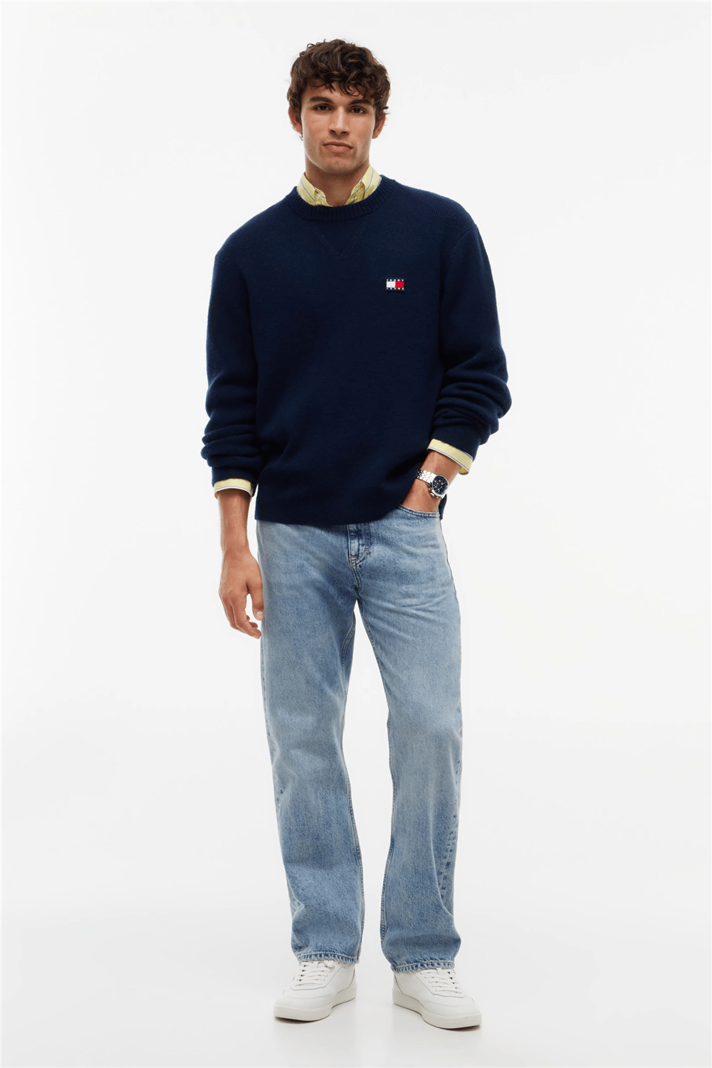 Tommy Hilfiger Tjm Reg Wool Mix Sweater Erkek Triko Mavi