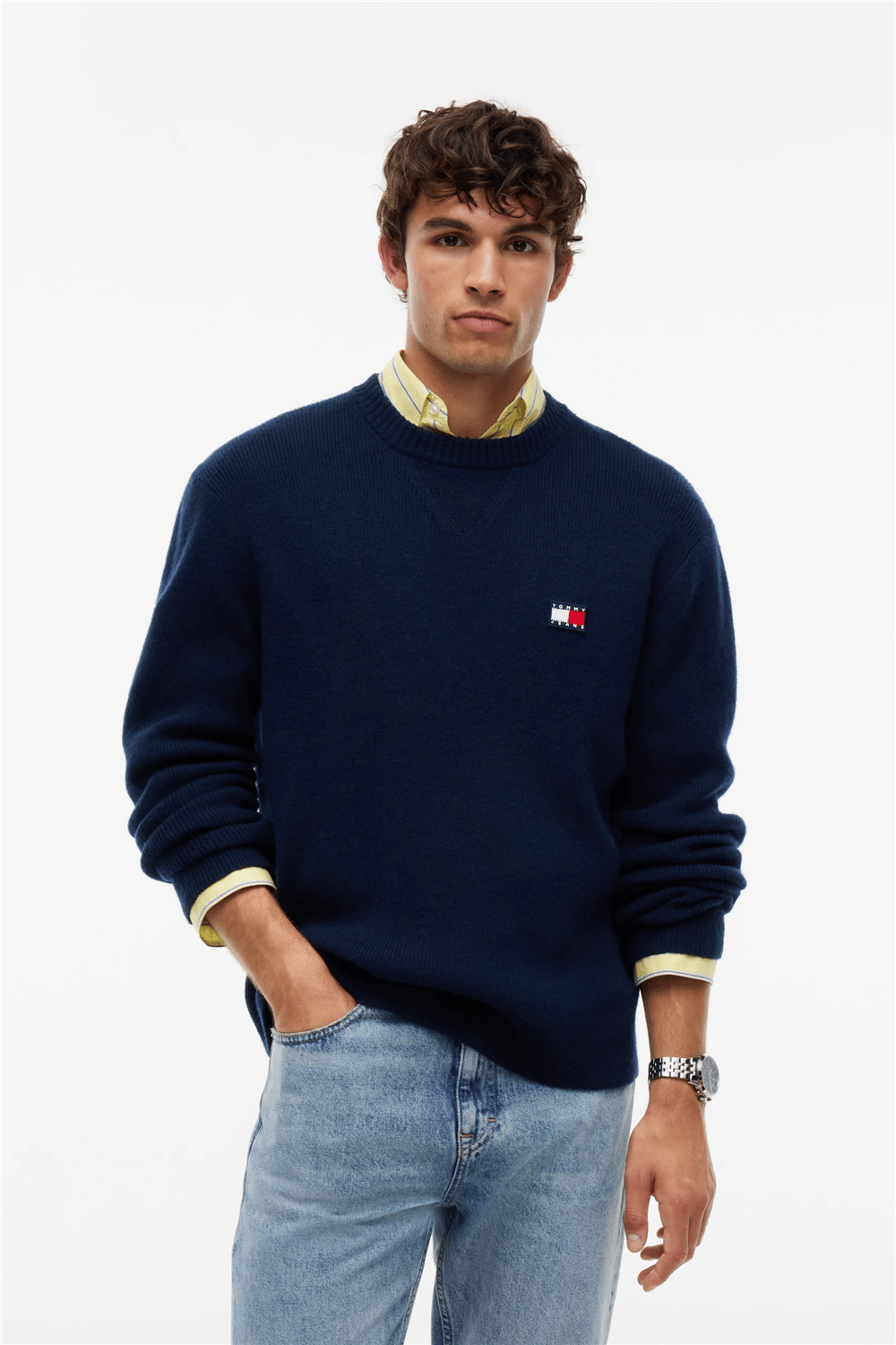 Tommy Hilfiger Tjm Reg Wool Mix Sweater Erkek Triko Mavi