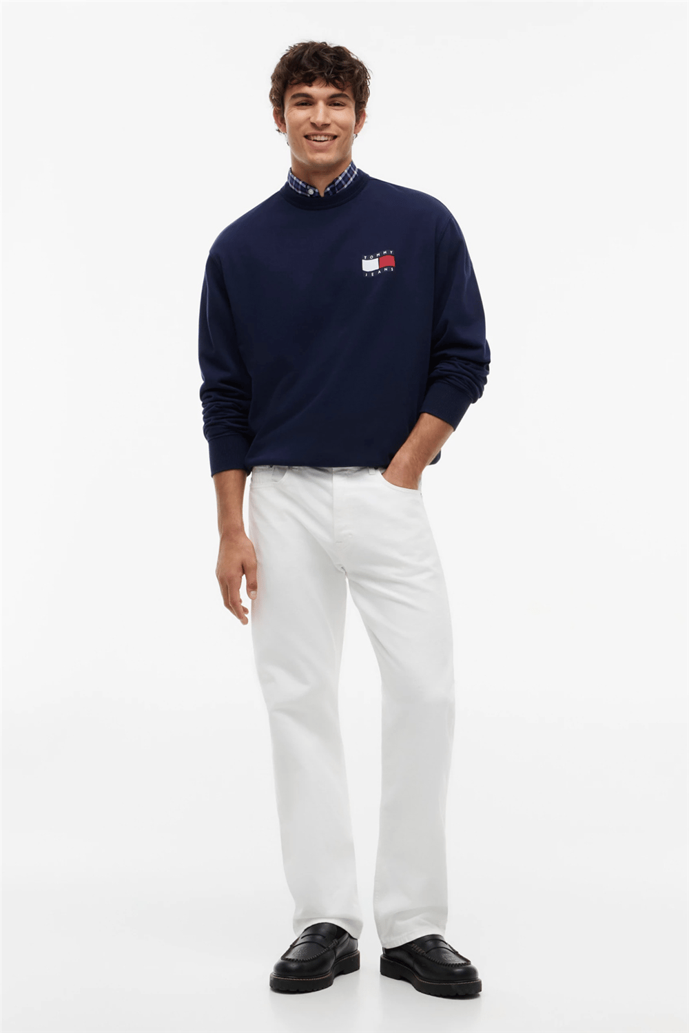 Tommy Hilfiger Tjm Rlx Wavy Flag Erkek Bisiklet Yaka Sweatshirt Mavi