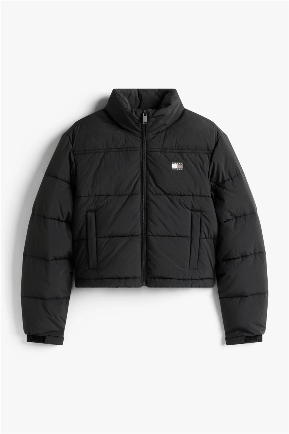 Tommy Hilfiger Tjw Flag Back Crop Ess Puffer Kadın Şişme Mont Siyah