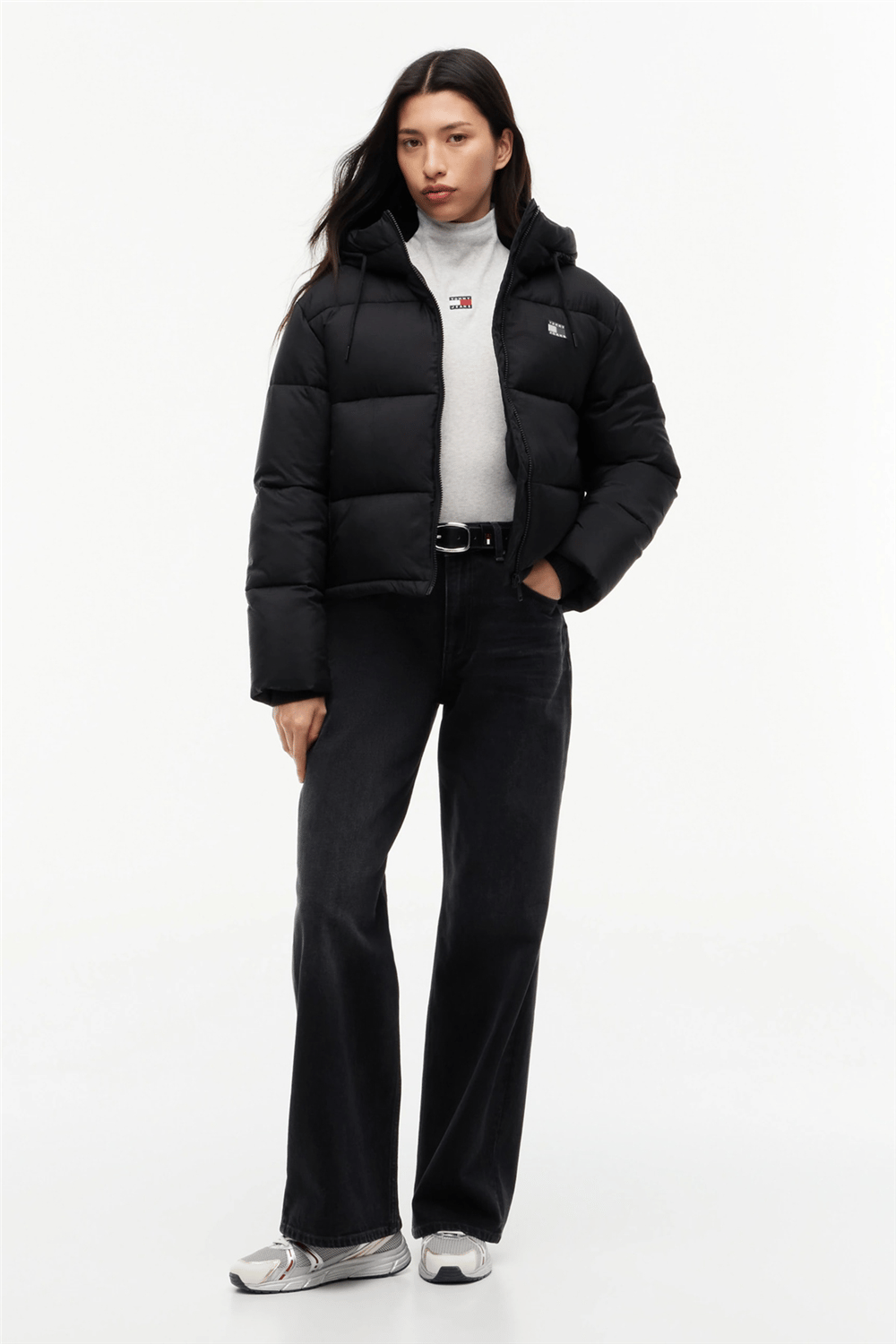 Tommy Hilfiger Tjw Hooded Puffer Jacket Kadın Şişme Mont Siyah