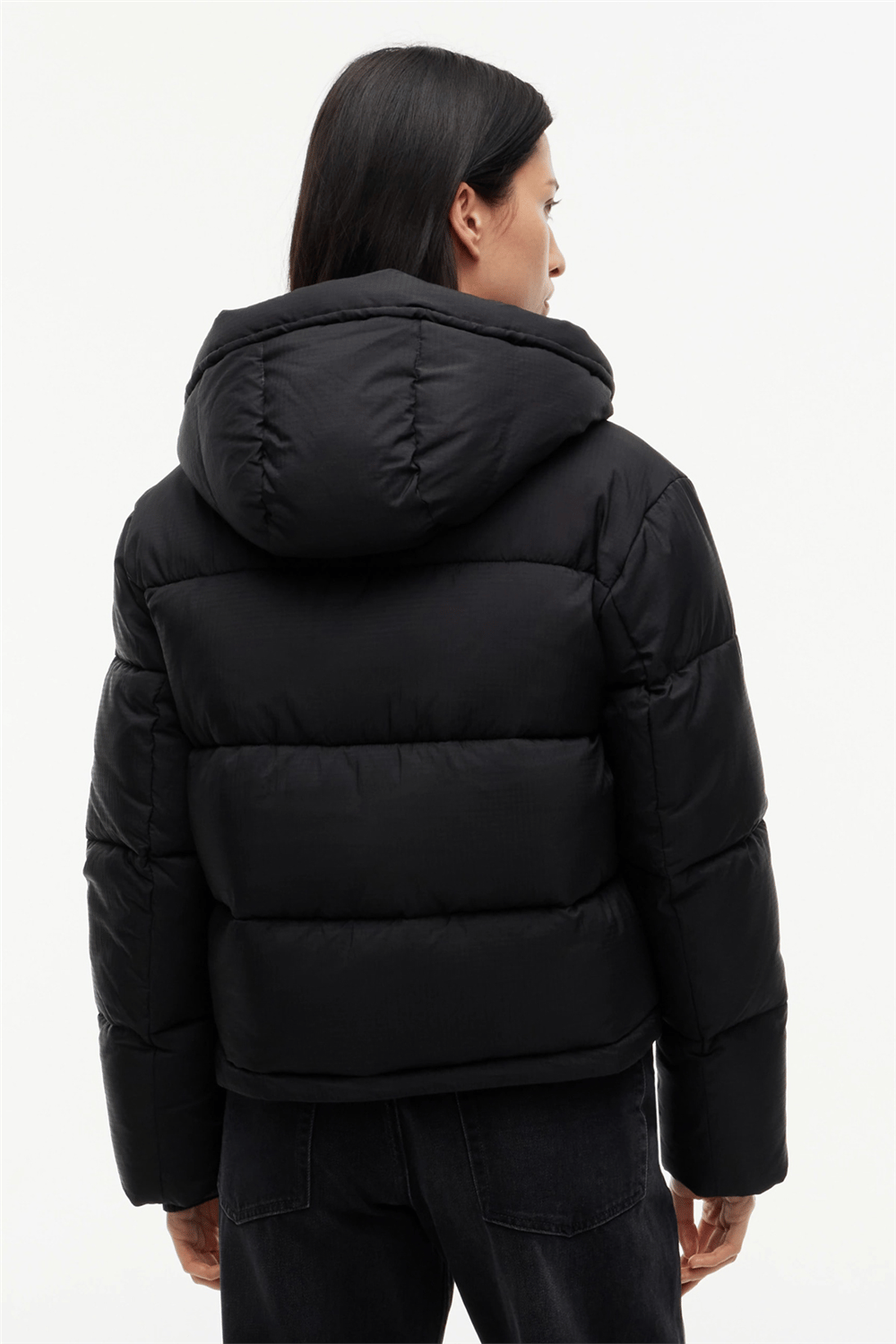Tommy Hilfiger Tjw Hooded Puffer Jacket Kadın Şişme Mont Siyah