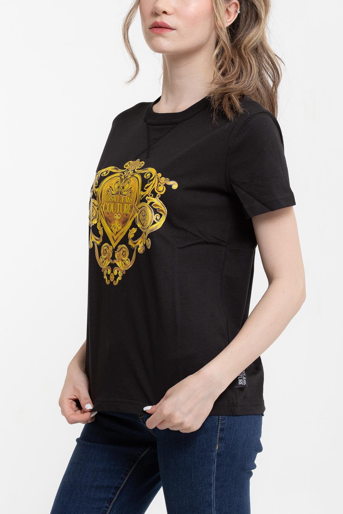 Versace Jeans Couture %100 Pamuklu Logo&Desen Baskılı Kadın T-Shirt