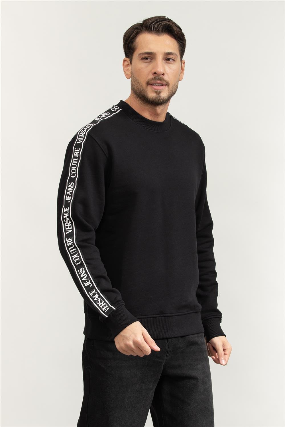 Versace Jeans Couture Brushed Cotton Fleece Erkek Bisiklet Yaka Sweatshirt