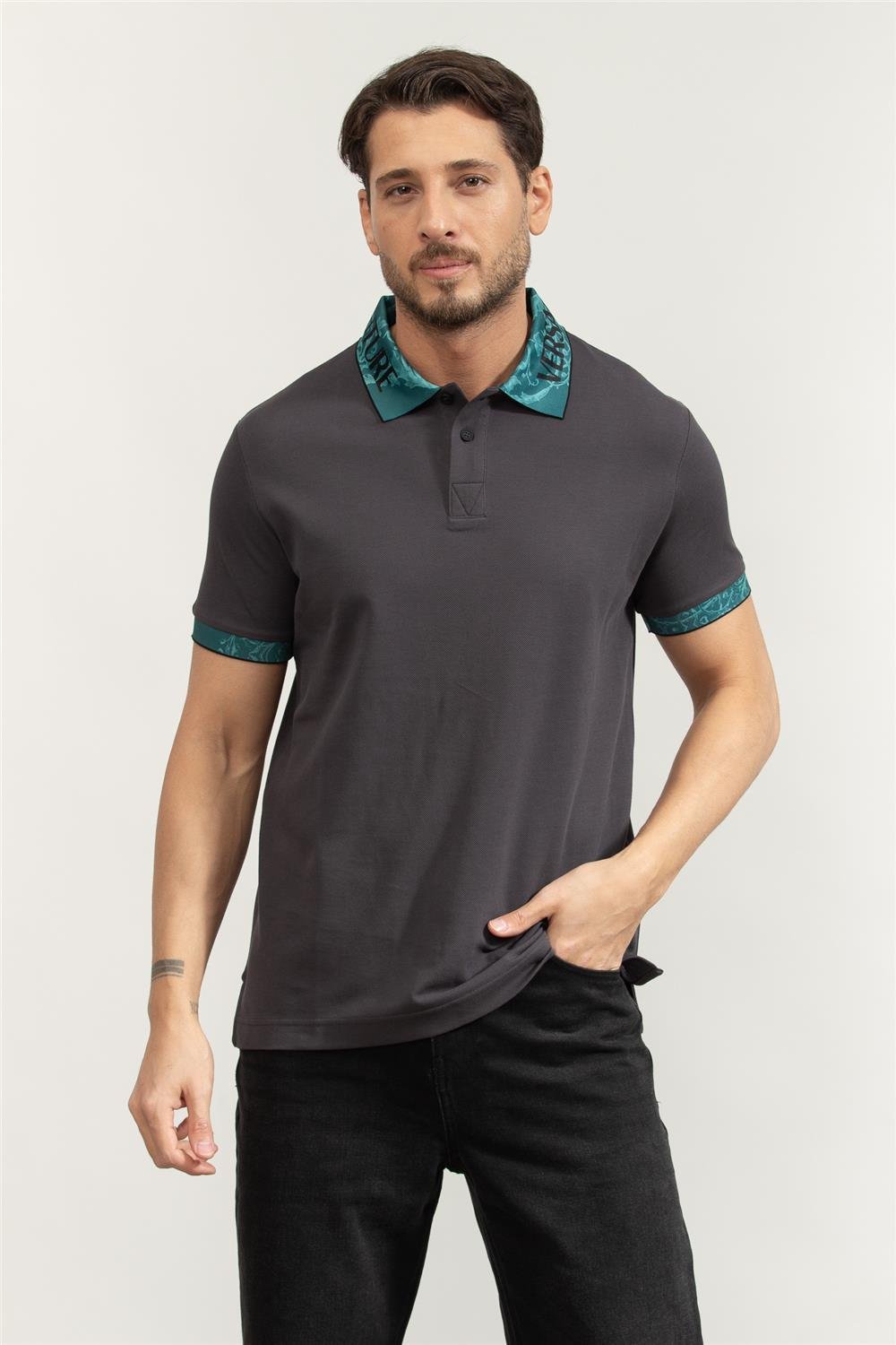 Versace Jeans Couture Cotton Piquet Erkek Polo Yaka T-Shirt