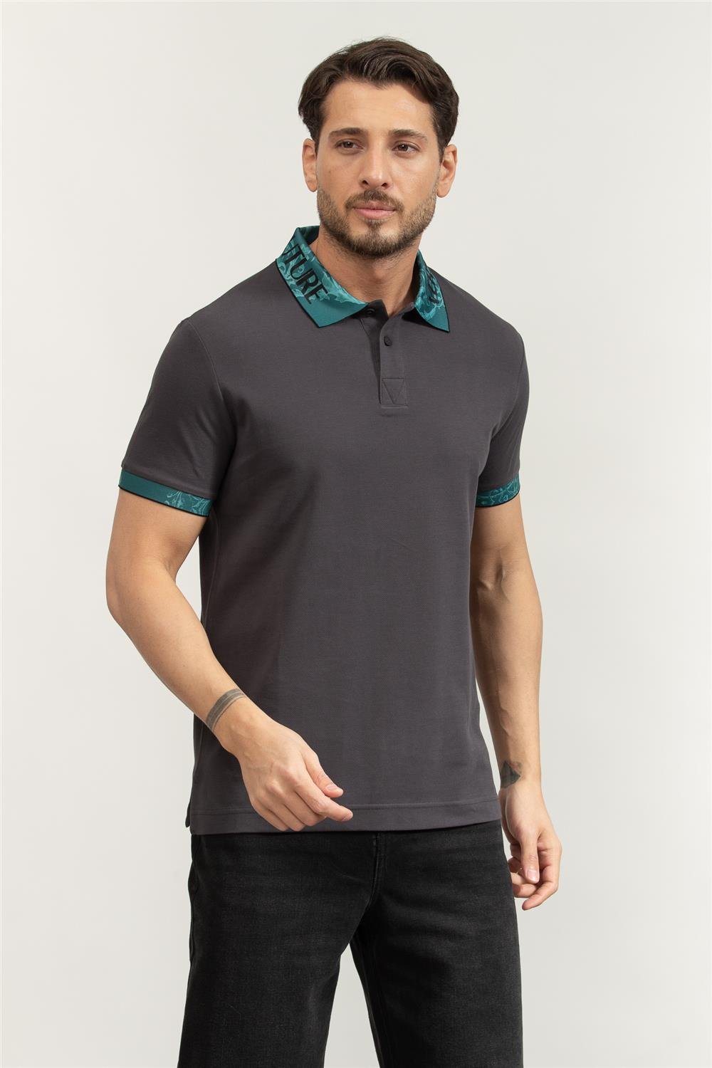 Versace Jeans Couture Cotton Piquet Erkek Polo Yaka T-Shirt