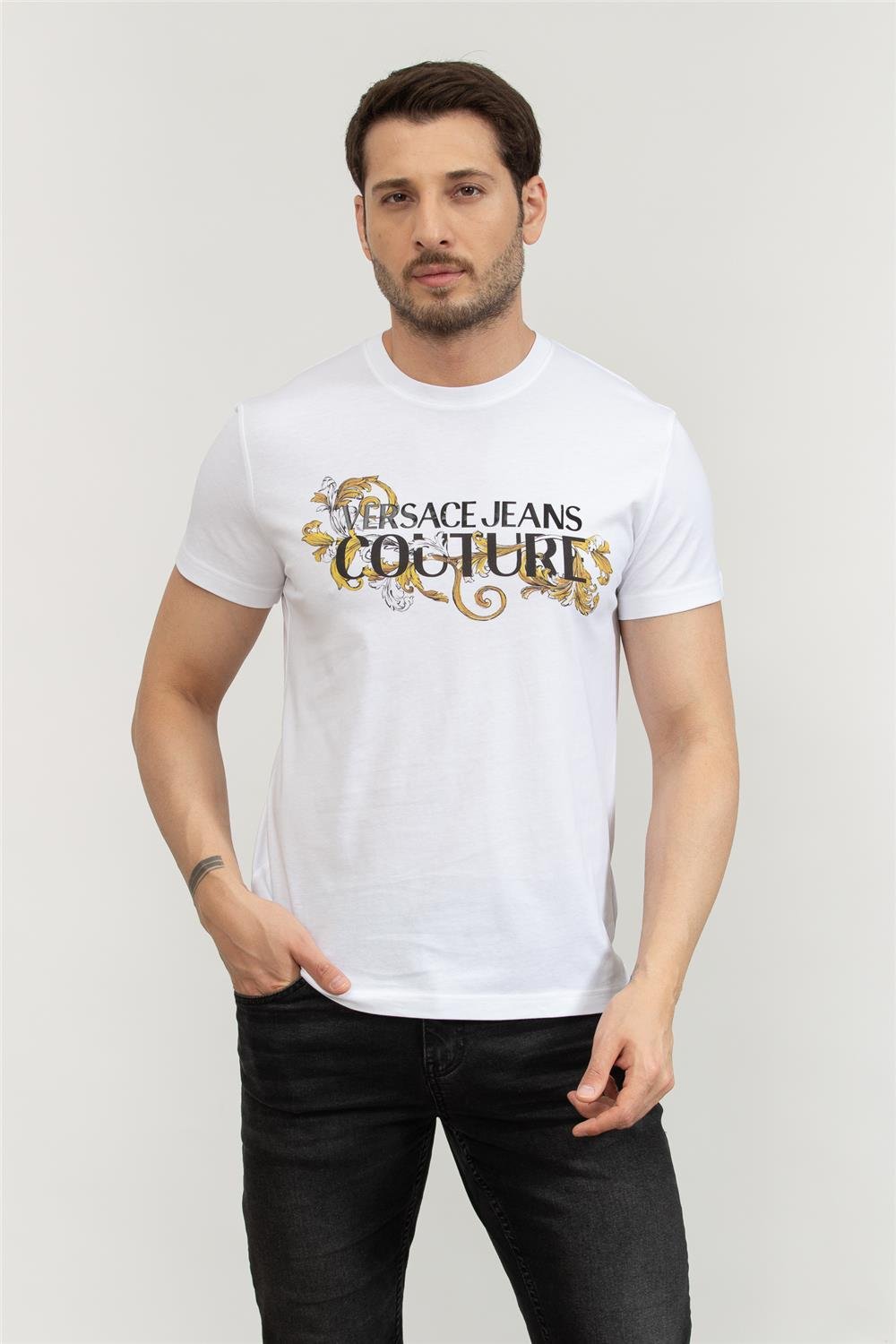 Versace Jeans Couture Erkek Bisiklet Yaka T-Shirt