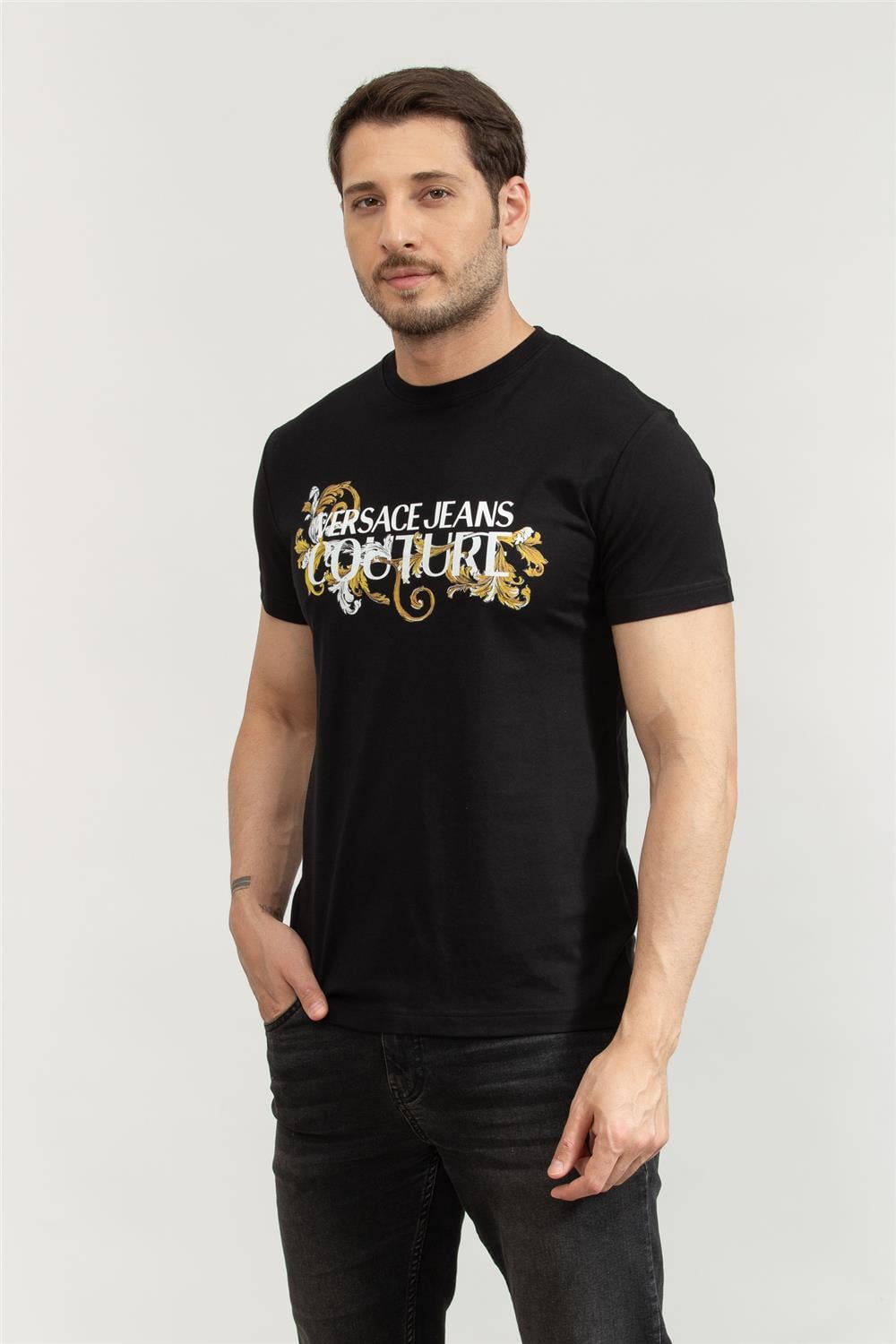 Versace Jeans Couture Erkek Bisiklet Yaka T-Shirt