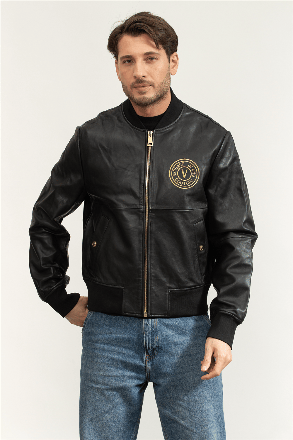 Versace Jeans Couture Erkek Deri Mont
