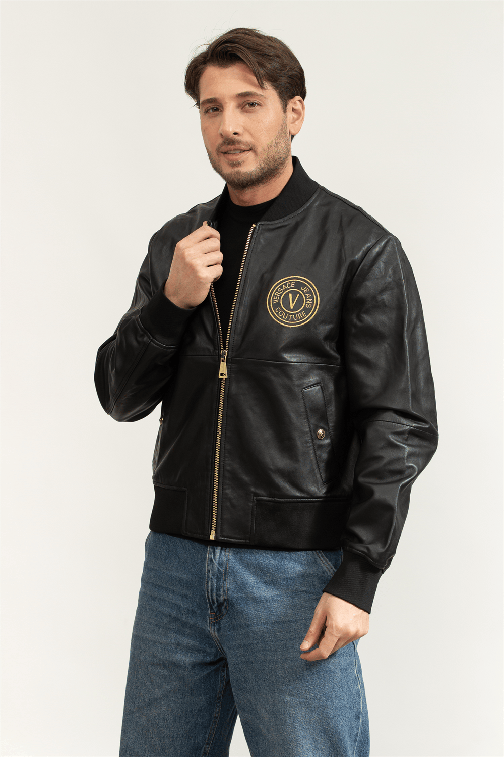 Versace Jeans Couture Erkek Deri Mont