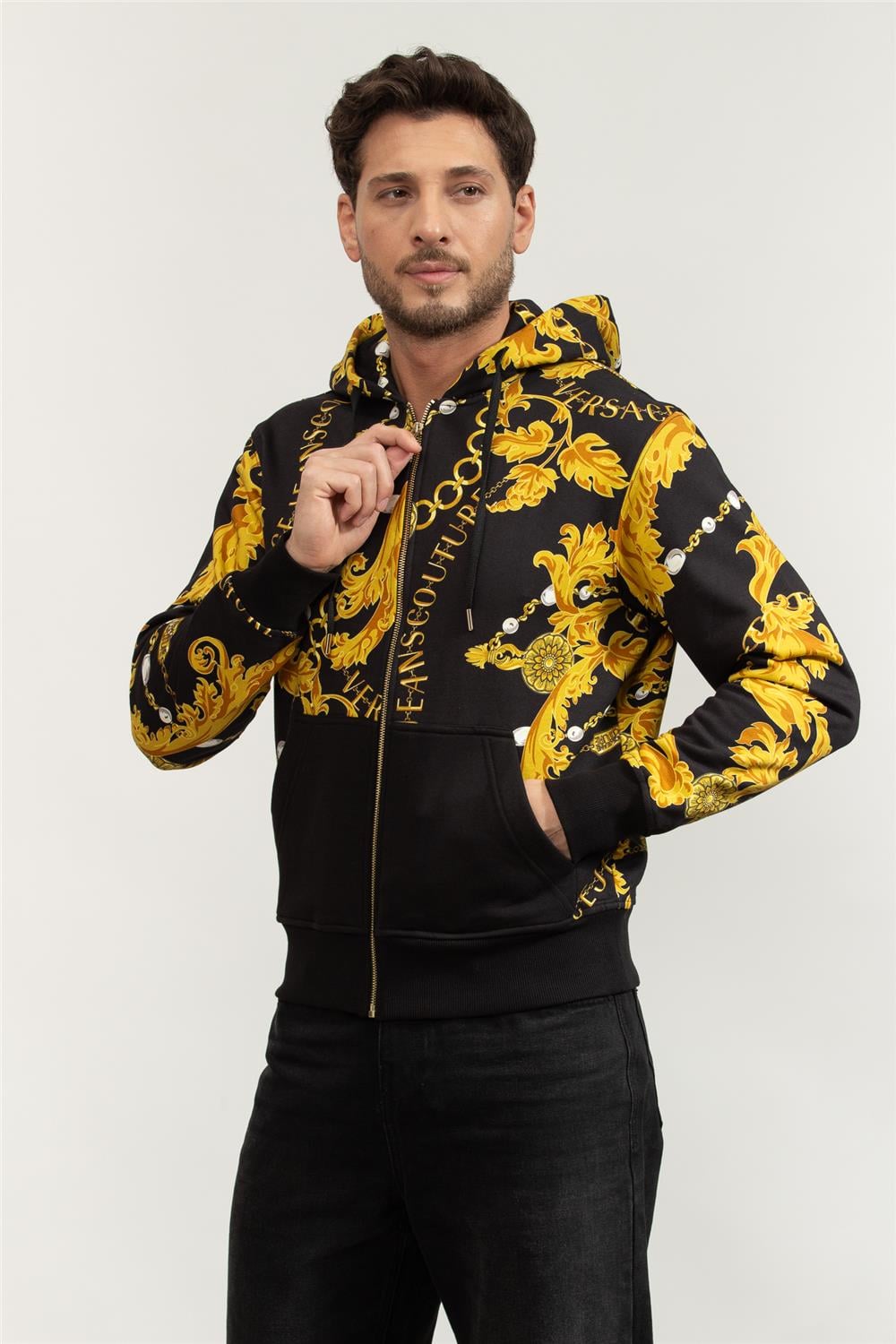 Versace Jeans Couture Erkek Fermuarlı Sweatshirt