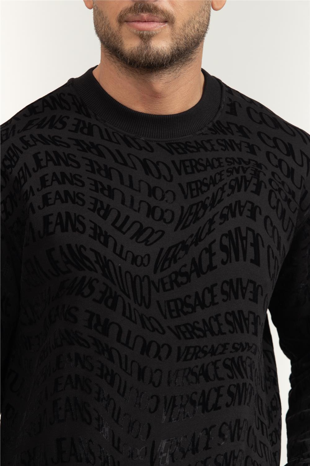 Versace Jeans Couture Fleece Flock Liquify Erkek Bisiklet Yaka Sweatshirt