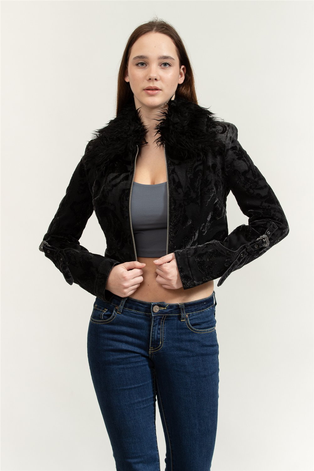 Versace Jeans Couture Flock Barocco Jacket Kadın Mont