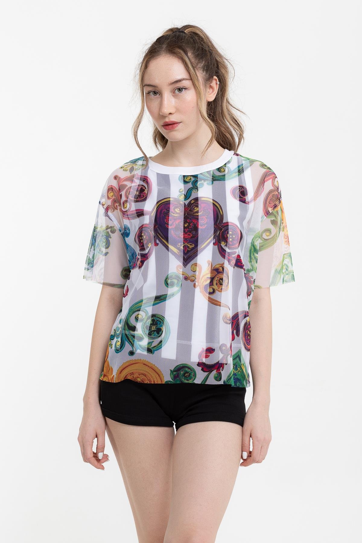 Versace Jeans Couture Gioielli %100 Pamuklu Kadın T-Shirt