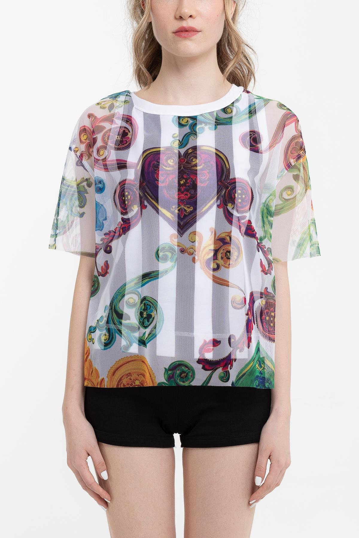 Versace Jeans Couture Gioielli %100 Pamuklu Kadın T-Shirt