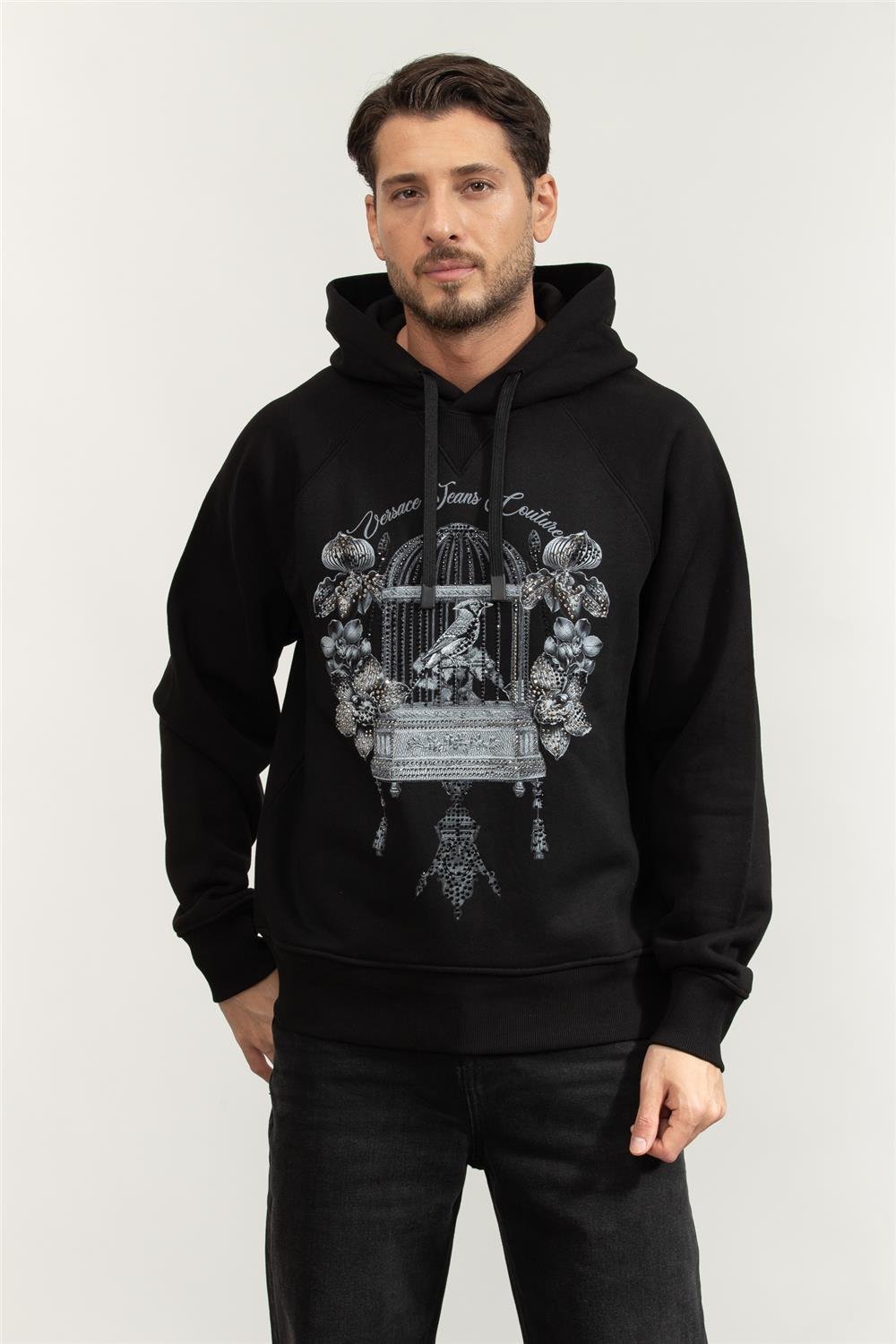 Versace Jeans Couture Heavy Fleece Not Brushed Erkek Kapüşonlu Sweatshirt