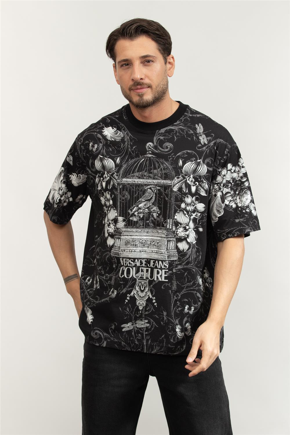 Versace Jeans Couture Jer Pan Cab Couriosite Erkek Bisiklet Yaka T-Shirt