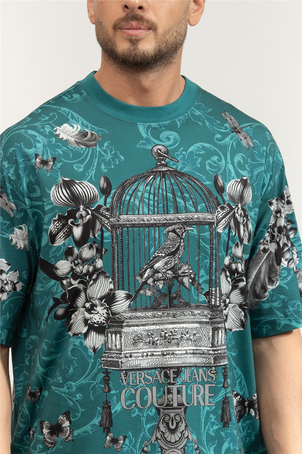 Versace Jeans Couture Jer Pan Cab Couriosite Erkek Bisiklet Yaka T-Shirt