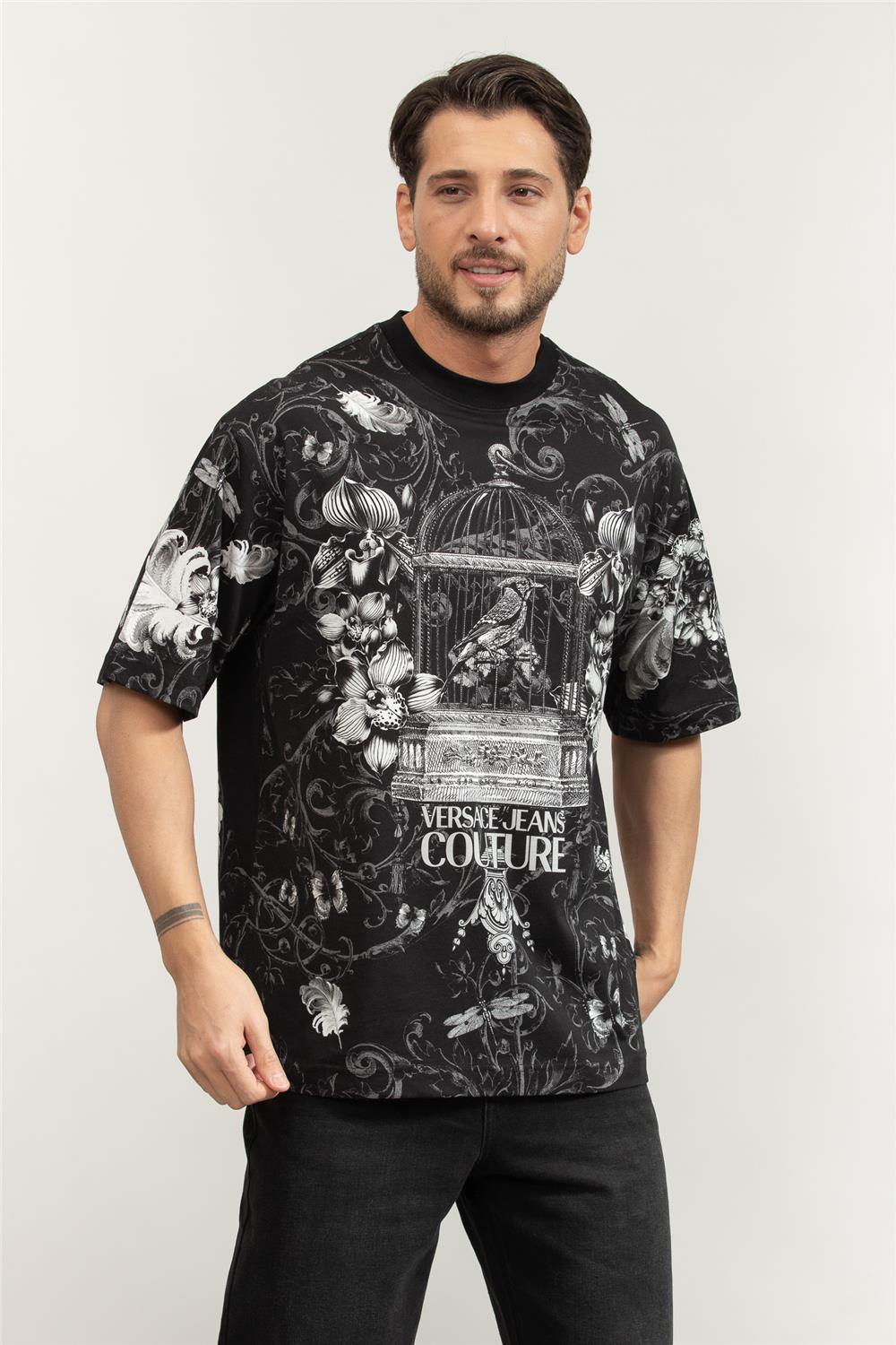 Versace Jeans Couture Jer Pan Cab Couriosite Erkek Bisiklet Yaka T-Shirt