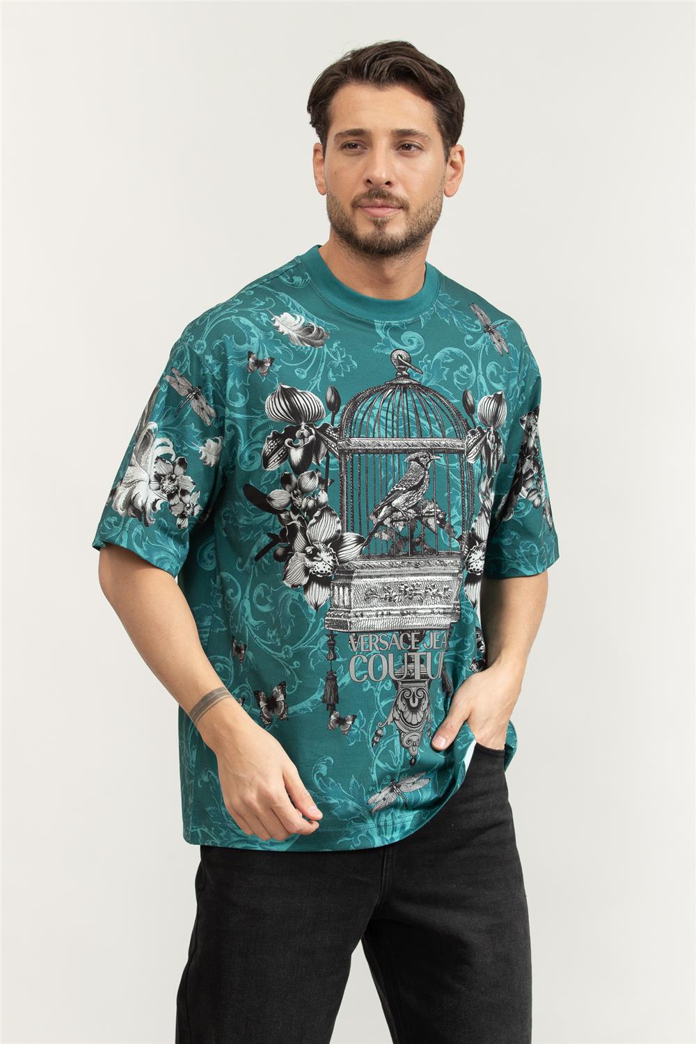 Versace Jeans Couture Jer Pan Cab Couriosite Erkek Bisiklet Yaka T-Shirt