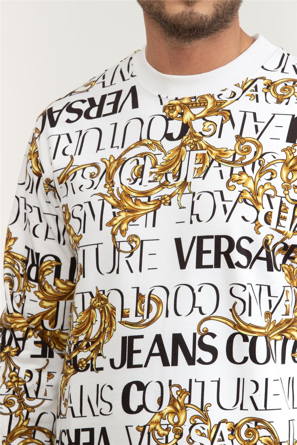 Versace Jeans Couture R Print Logo Baroque Erkek Bisiklet Yaka Sweatshirt