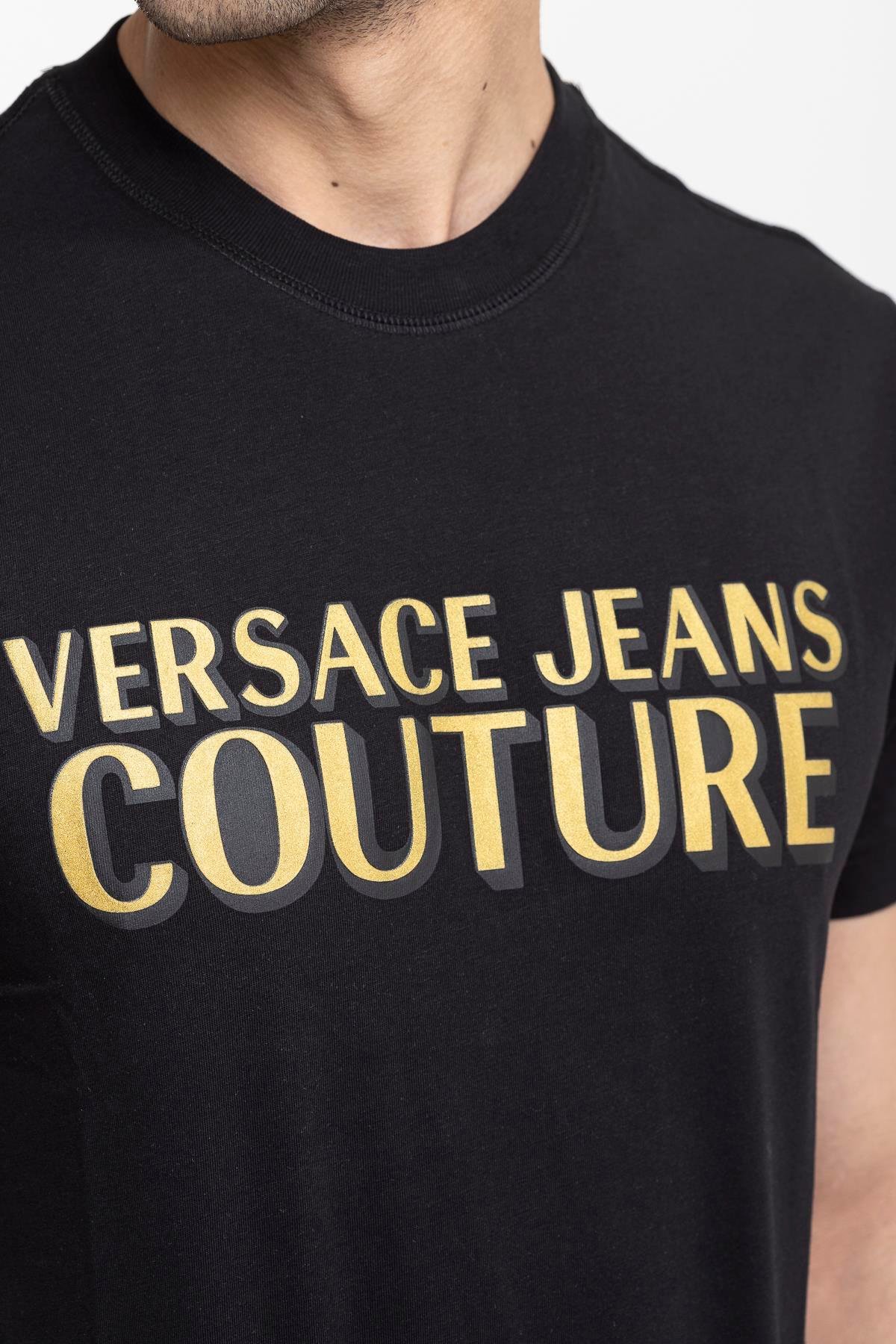 Versace Jeans Couture Slim Fit %100 Pamuklu Logo Baskılı Erkek T-Shirt