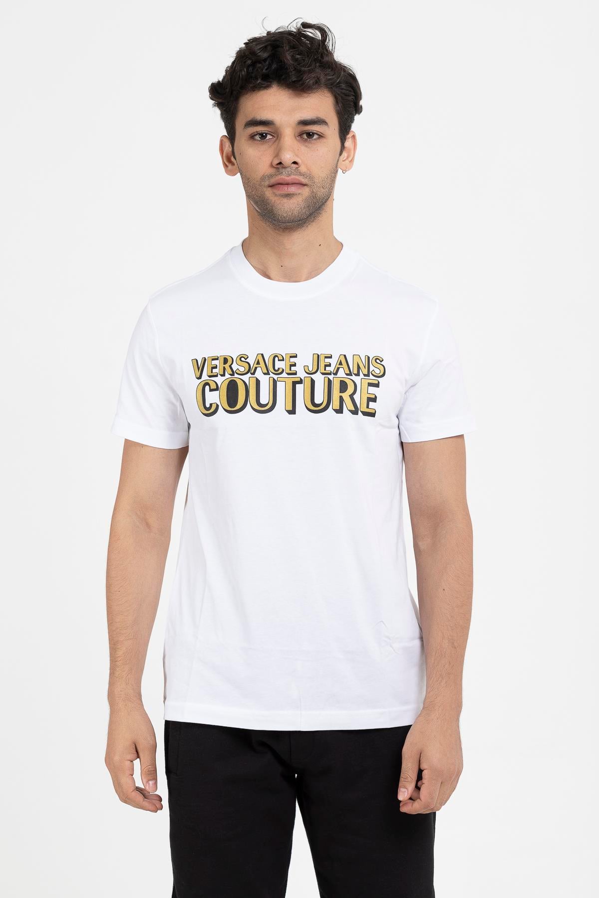 Versace Jeans Couture Slim Fit %100 Pamuklu Logo Baskılı Erkek T-Shirt