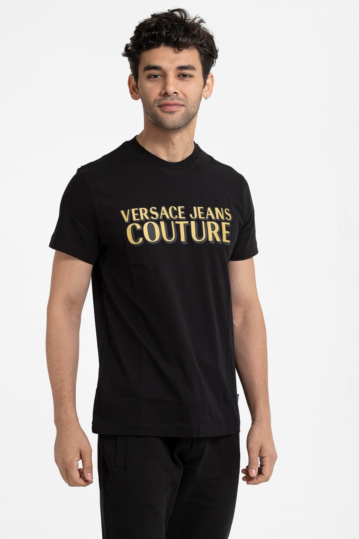 Versace Jeans Couture Slim Fit %100 Pamuklu Logo Baskılı Erkek T-Shirt
