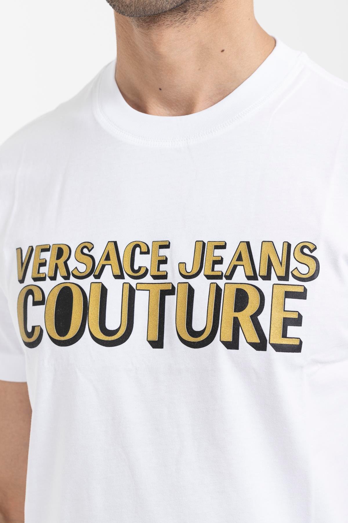 Versace Jeans Couture Slim Fit %100 Pamuklu Logo Baskılı Erkek T-Shirt