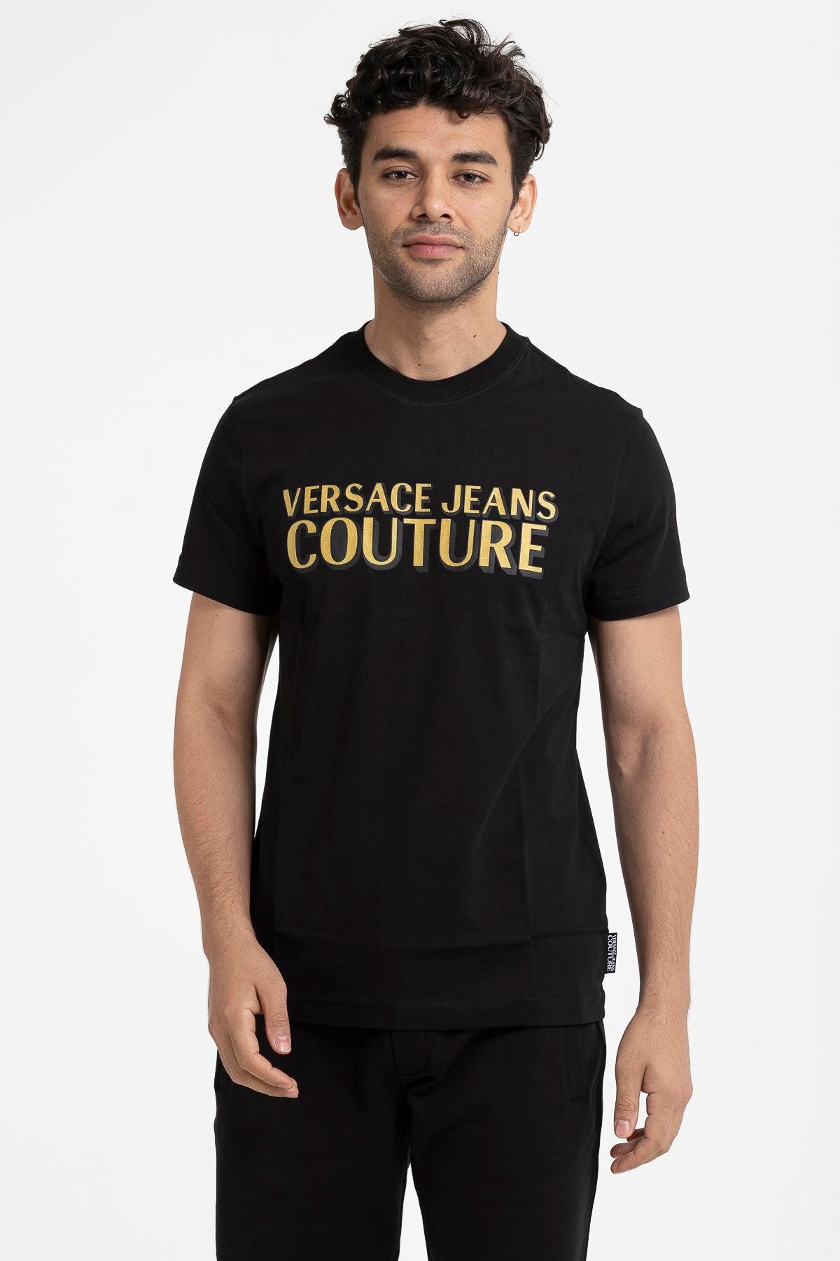 Versace Jeans Couture Slim Fit %100 Pamuklu Logo Baskılı Erkek T-Shirt