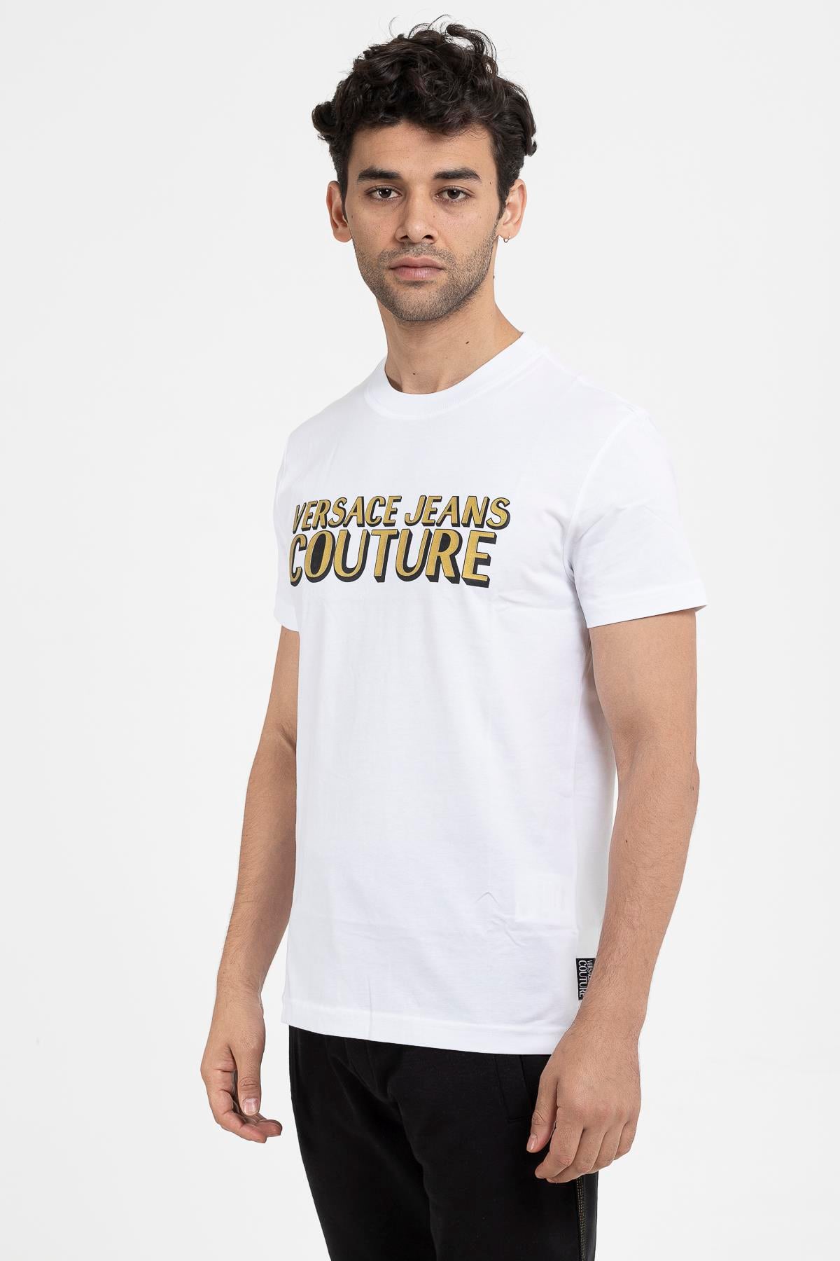 Versace Jeans Couture Slim Fit %100 Pamuklu Logo Baskılı Erkek T-Shirt