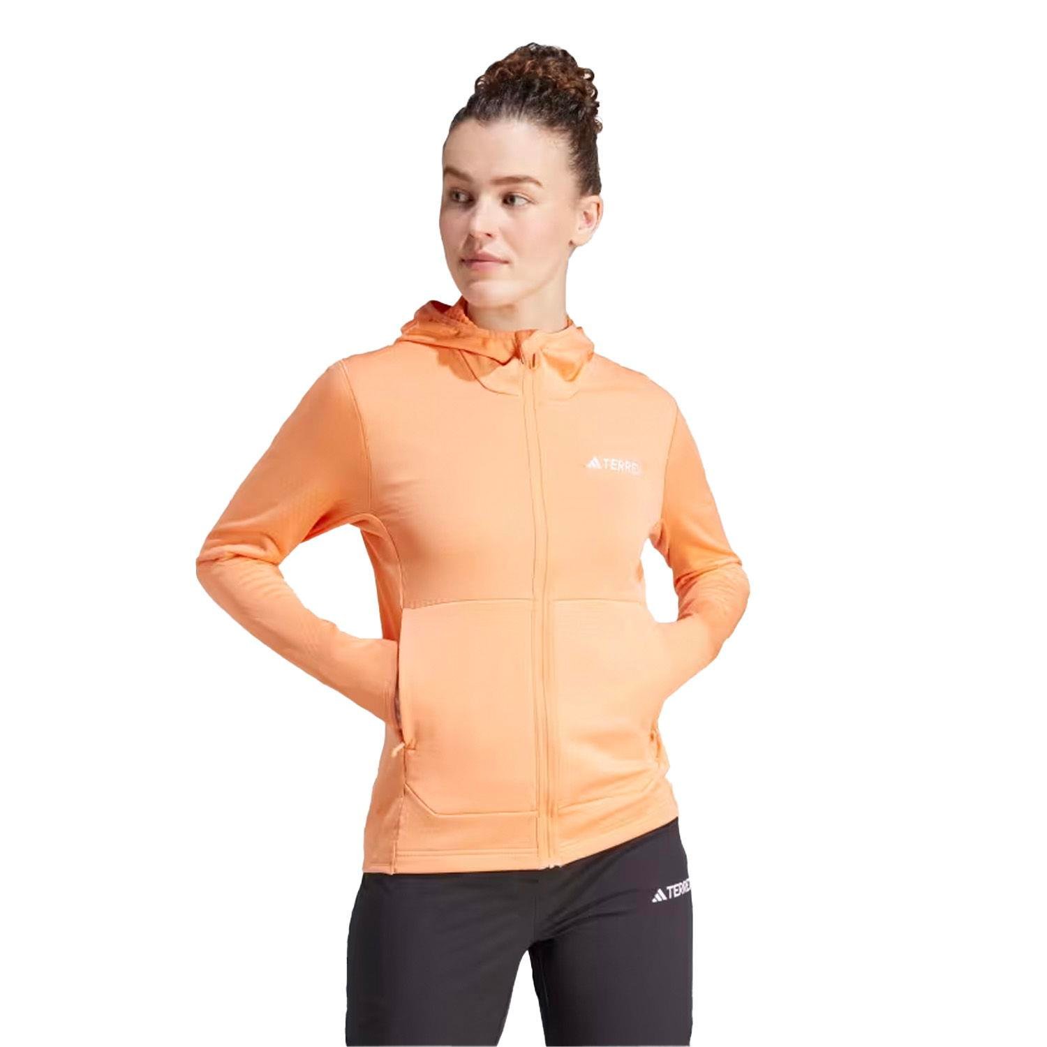 ADIDAS KADIN POLAR CEKET Terrex Xperior Light Turuncu Kapüşonlu Tam Fermuar