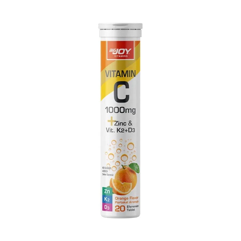 Bigjoy Vitamins Vitamin C 1000mg Zinc & Vit.K2+D3 20 Efervesan Tablet Portakal
