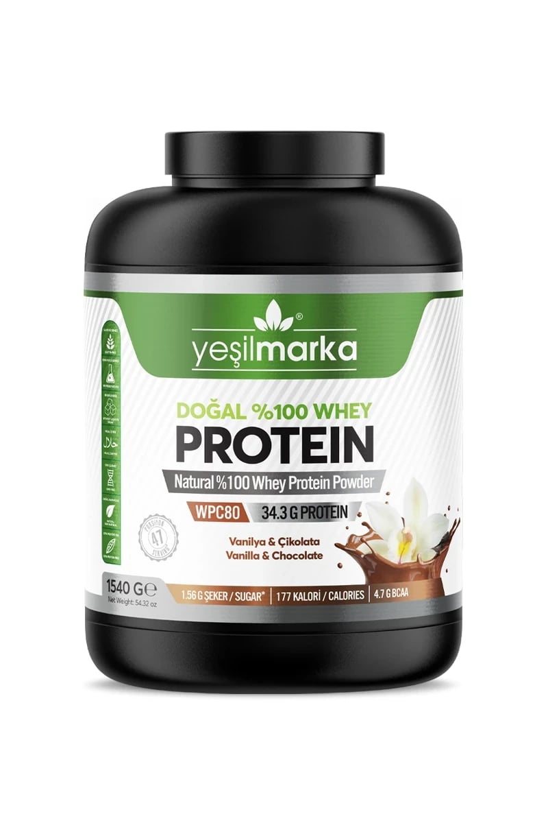 Doğal Whey Protein Tozu - Çikolata/Vanilya 1540 gr