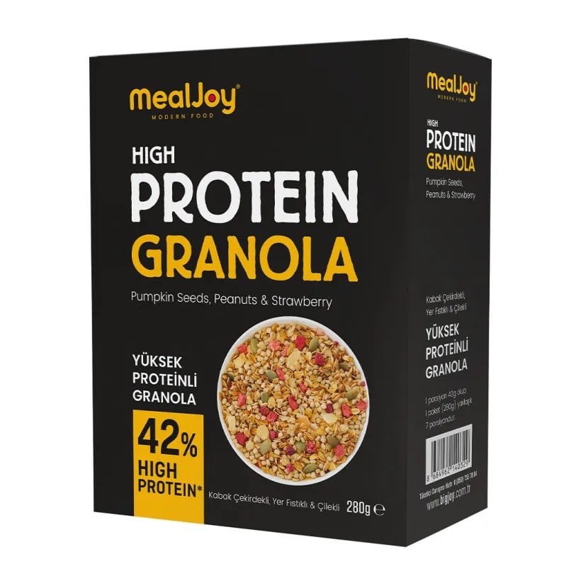 Mealjoy Yüksek Proteinli Granola 280g Kabak Çekirdekli, Yer Fıstıklı, Çilekli
