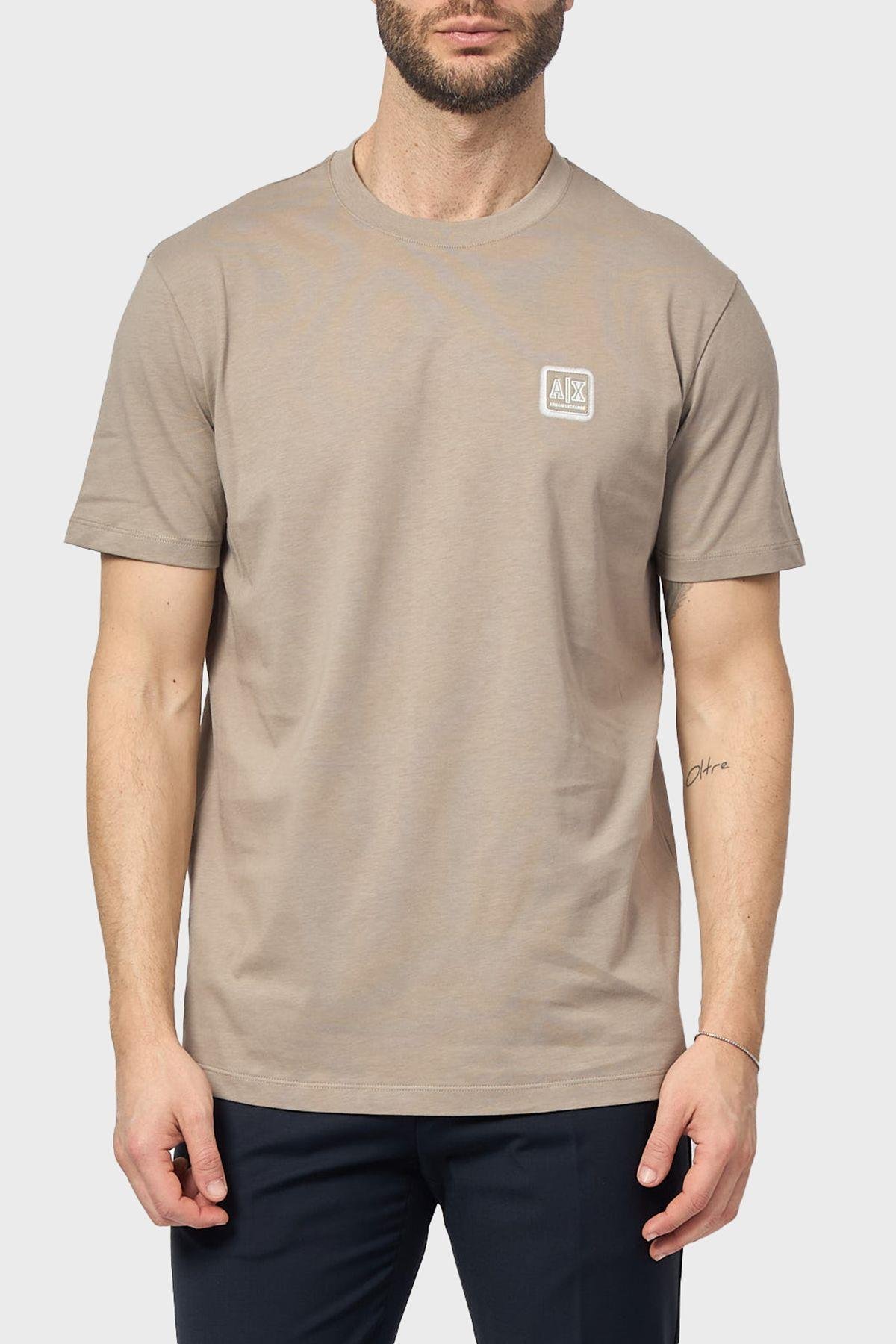 ARMANI EXCHANGE Armani Exchange Erkek Yumuşak Pamuklu Yuvarlak Yaka Regular Fit Kısa Kollu Bej T-Shirt XM000546 AF10361-U6167