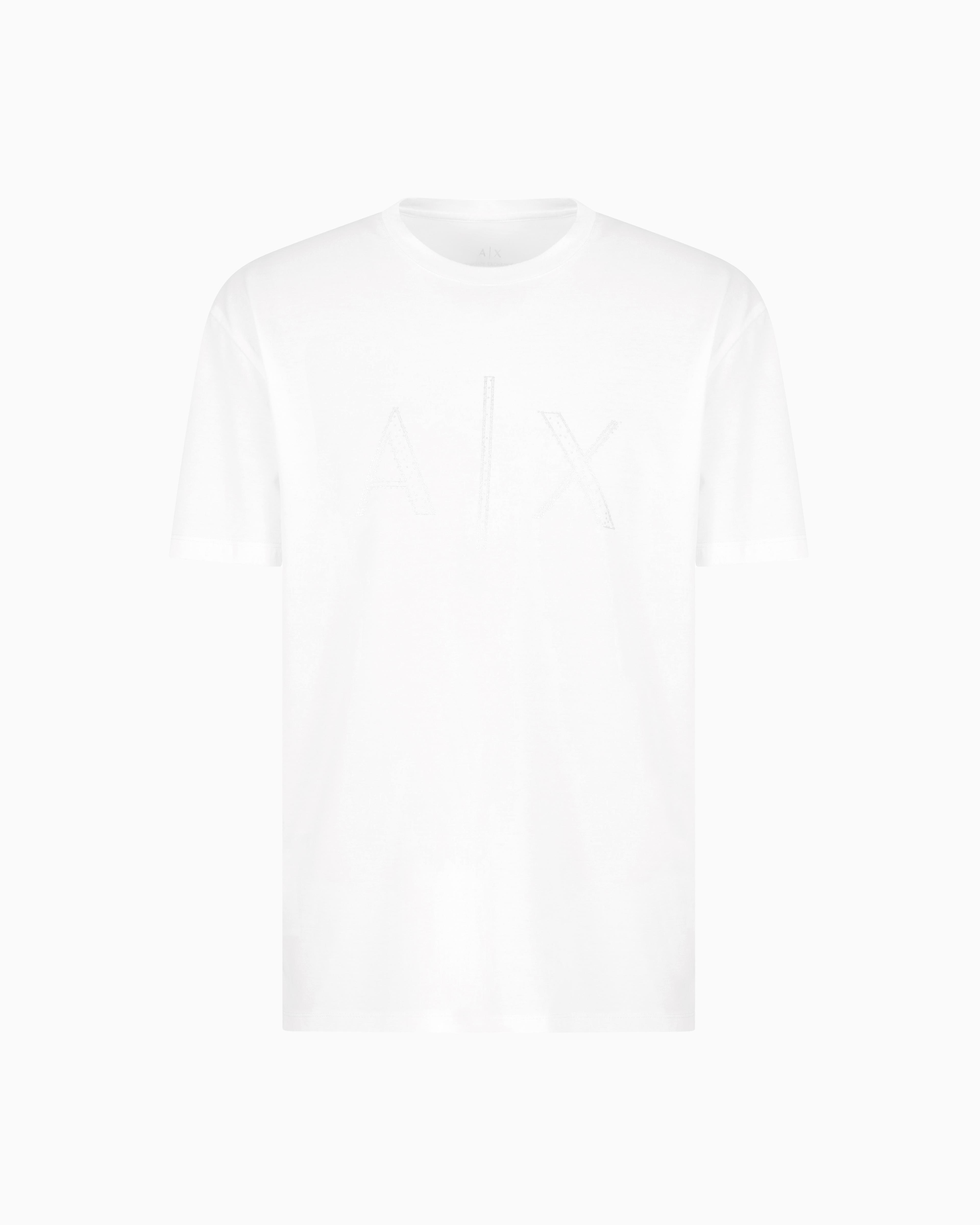 ARMANI EXCHANGE Armani Exchange Erkek Kısa Kol AX Yazı Desen Pamuklu Bisiklet Yaka Beyaz T-Shirt XM000325 AF10364-U0009
