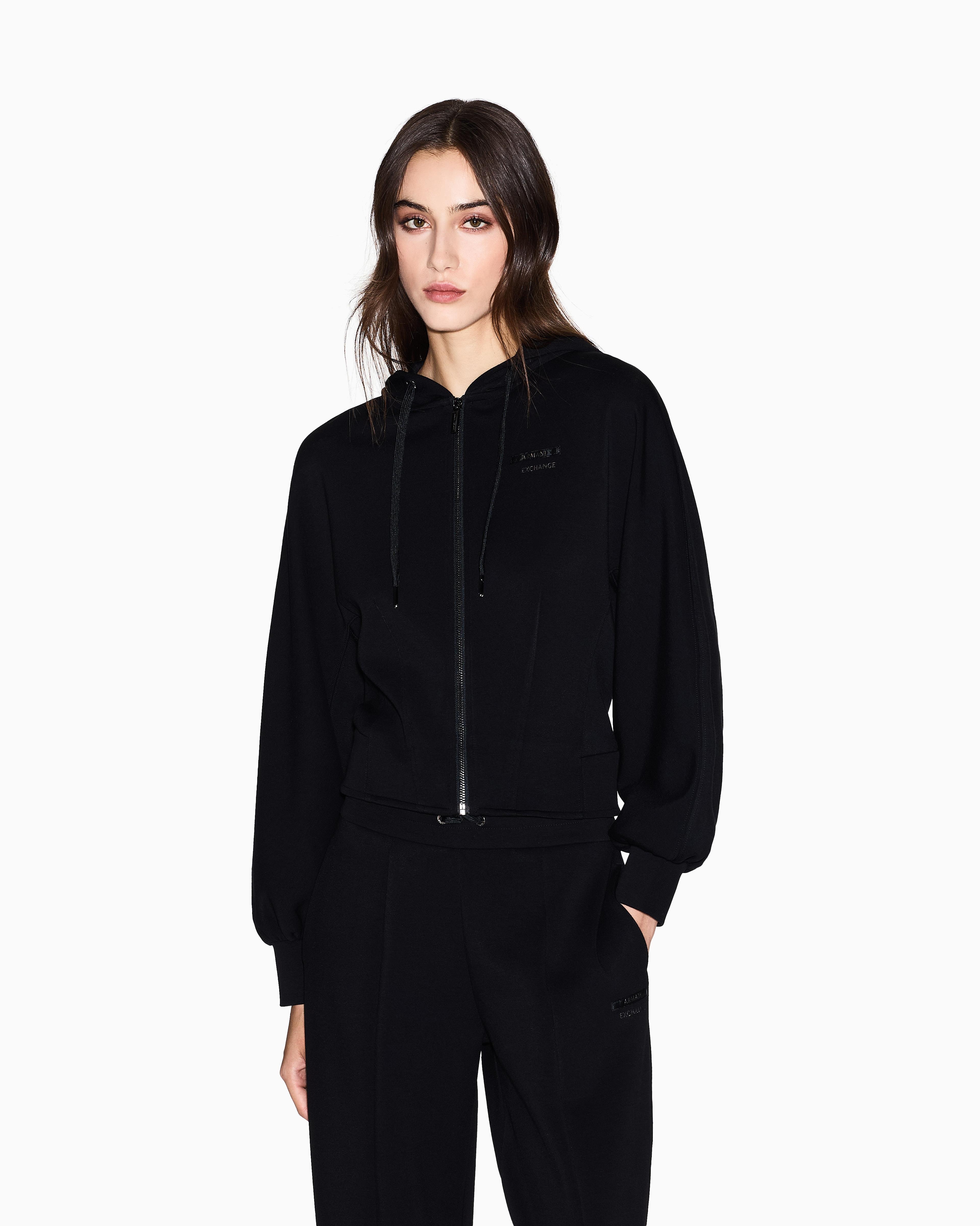 Armani Exchange Armani Exchange Kadın Normal Kesim Kapüşonlu Yaka Uzun Kollu Siyah Ceket XW000802 AF16111-UC001