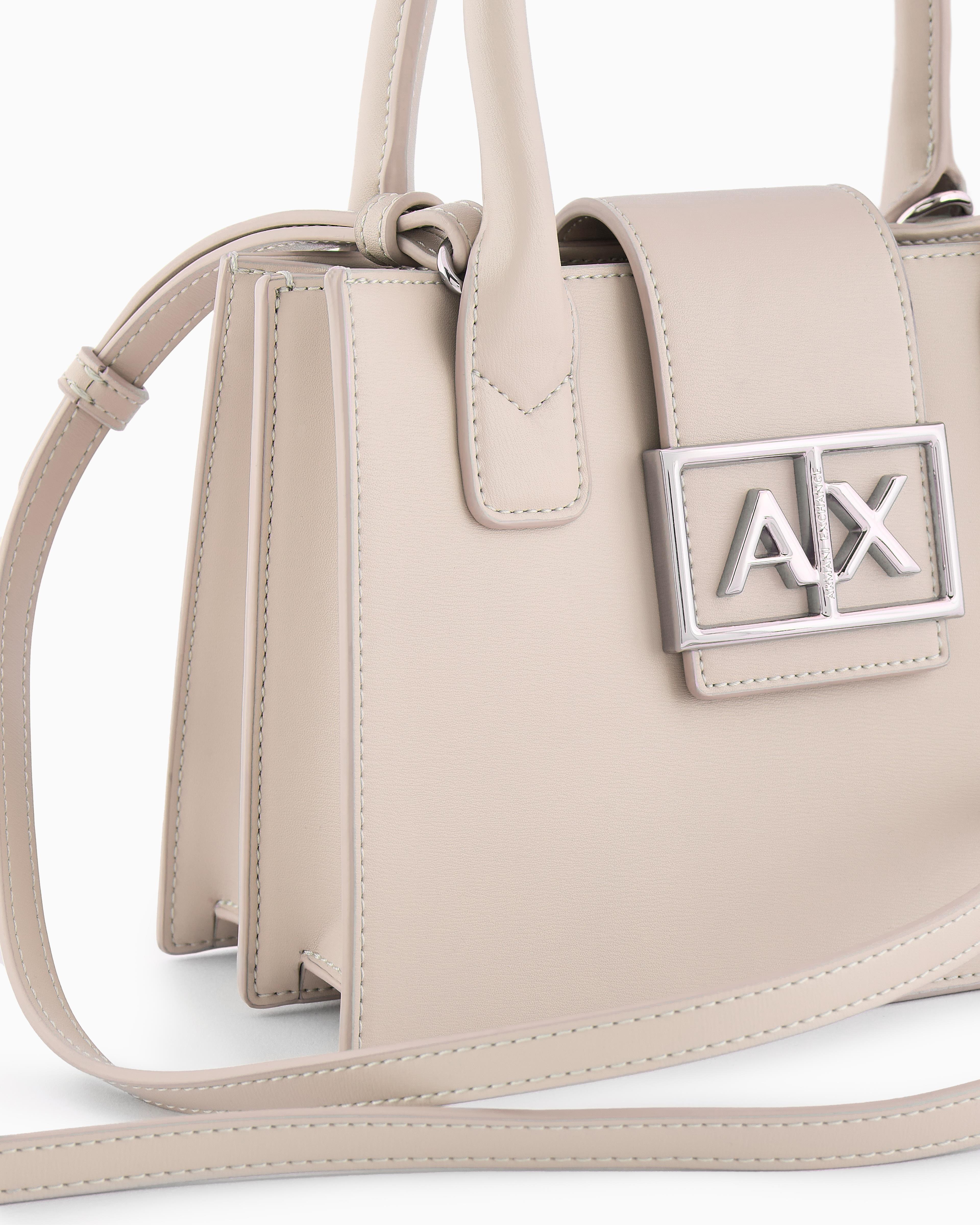 ARMANI EXCHANGE Armani Exchange Kadın Deri AX Yazı Detay Klasik Model İçi Geniş Ekru Omuz Çantası XW000306 AF12039-U1095