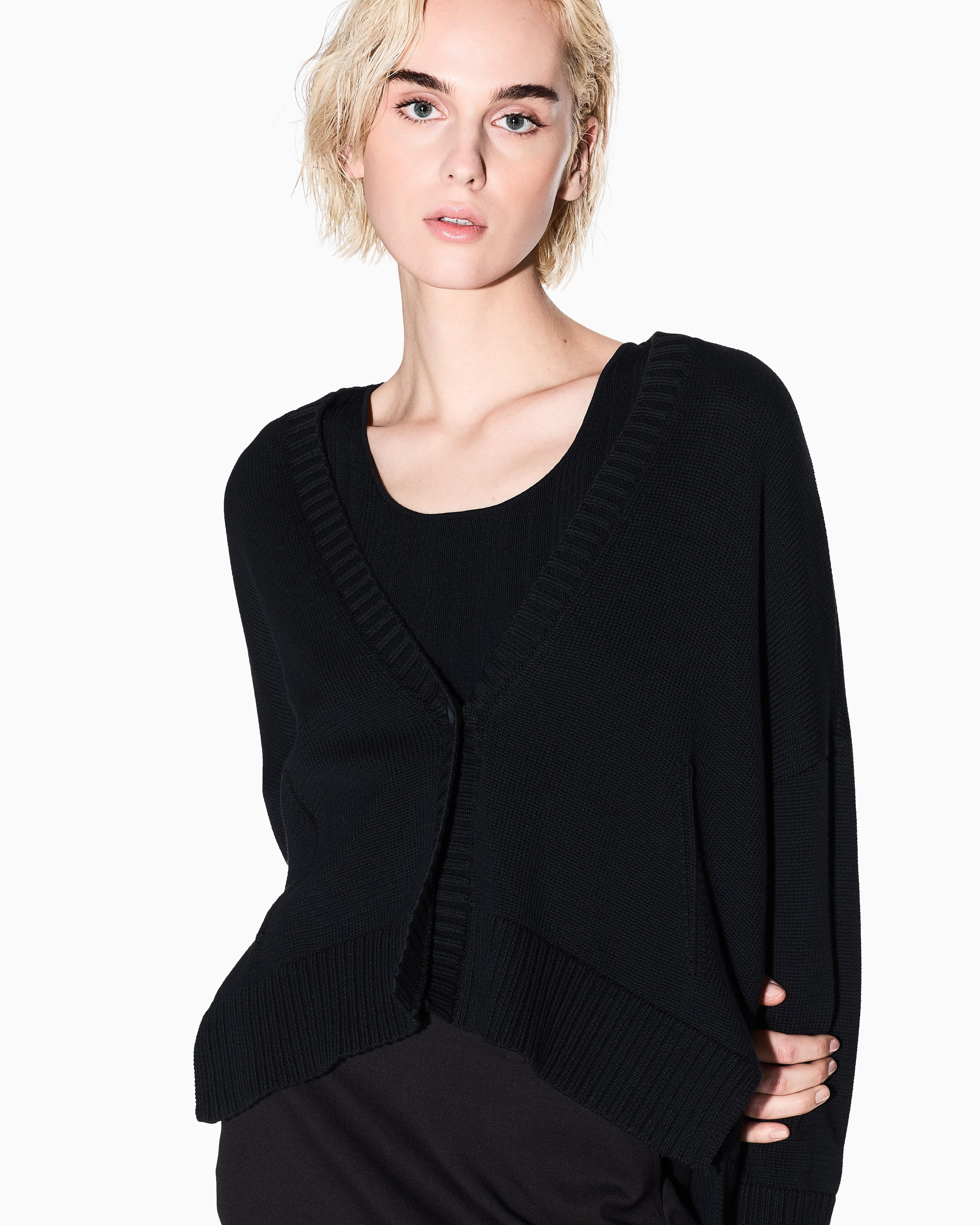 Armani Exchange Armani Exchange Kadın %100 Pamuklu Normal Kalıp V Yaka Nervür Detaylı Uzun Kollu Siyah Hırka XW001304 AF16552-UC001