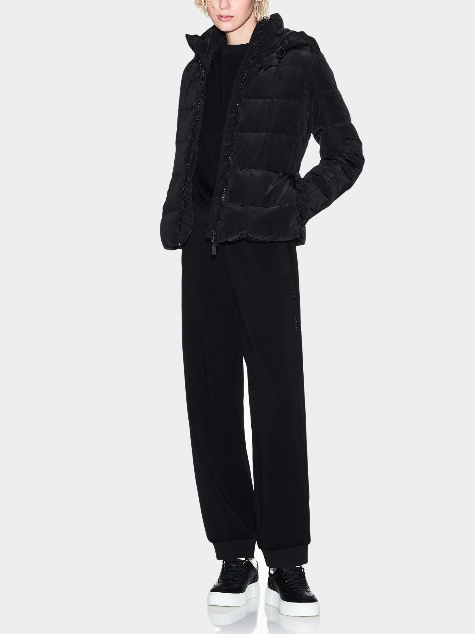 Armani Exchange Armani Exchange Kadın Yivli Yuvarlak Yaka Düşük Omuzlu Uzun Kol Siyah Sweatshirt XW000740 AF16111-UC001