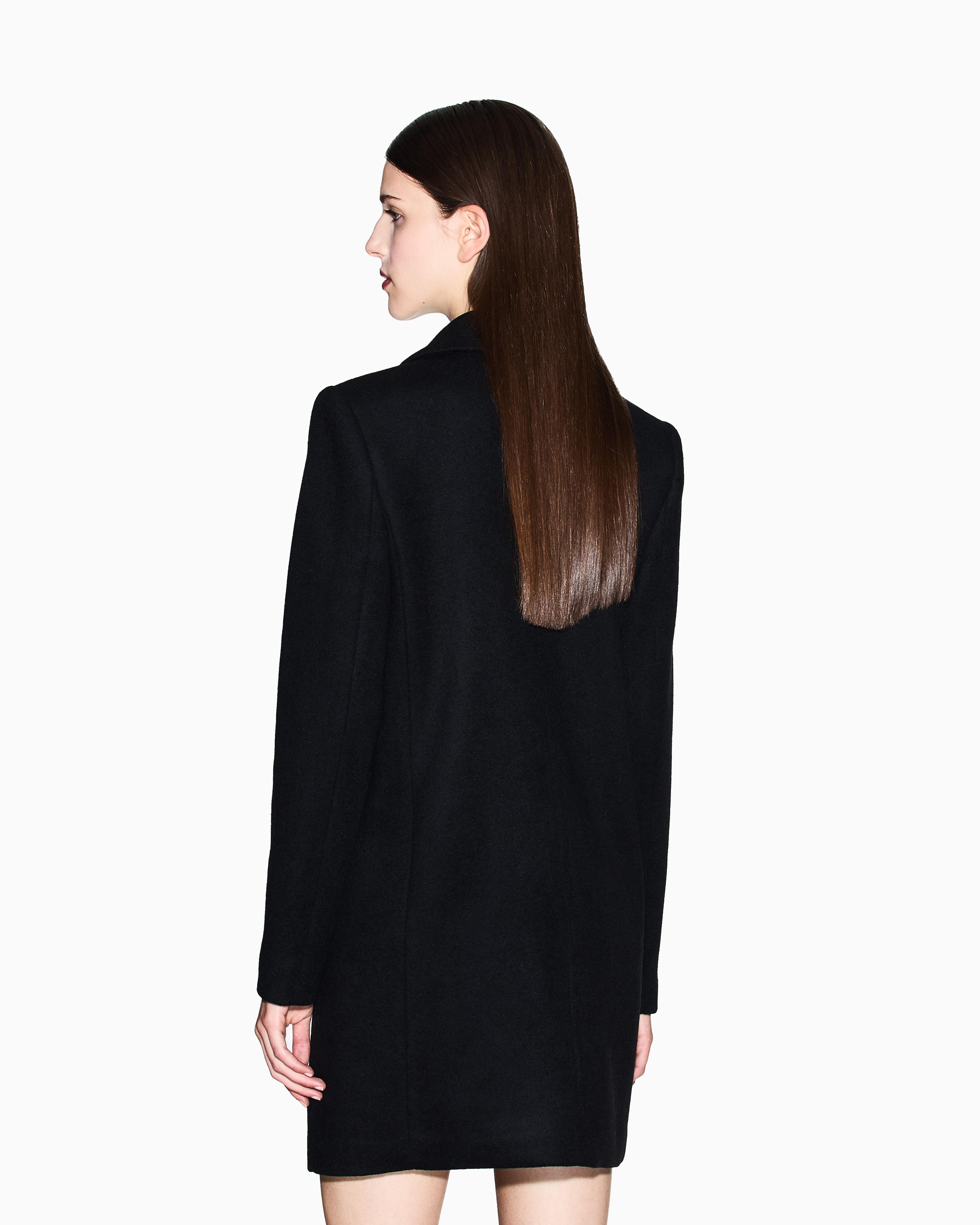 Armani Exchange Armani Exchange Kadın Çentikli Yaka Uzun Kol Düğme Kapama Cep Detay Siyah Kaban XW000716 AF16206-UC001