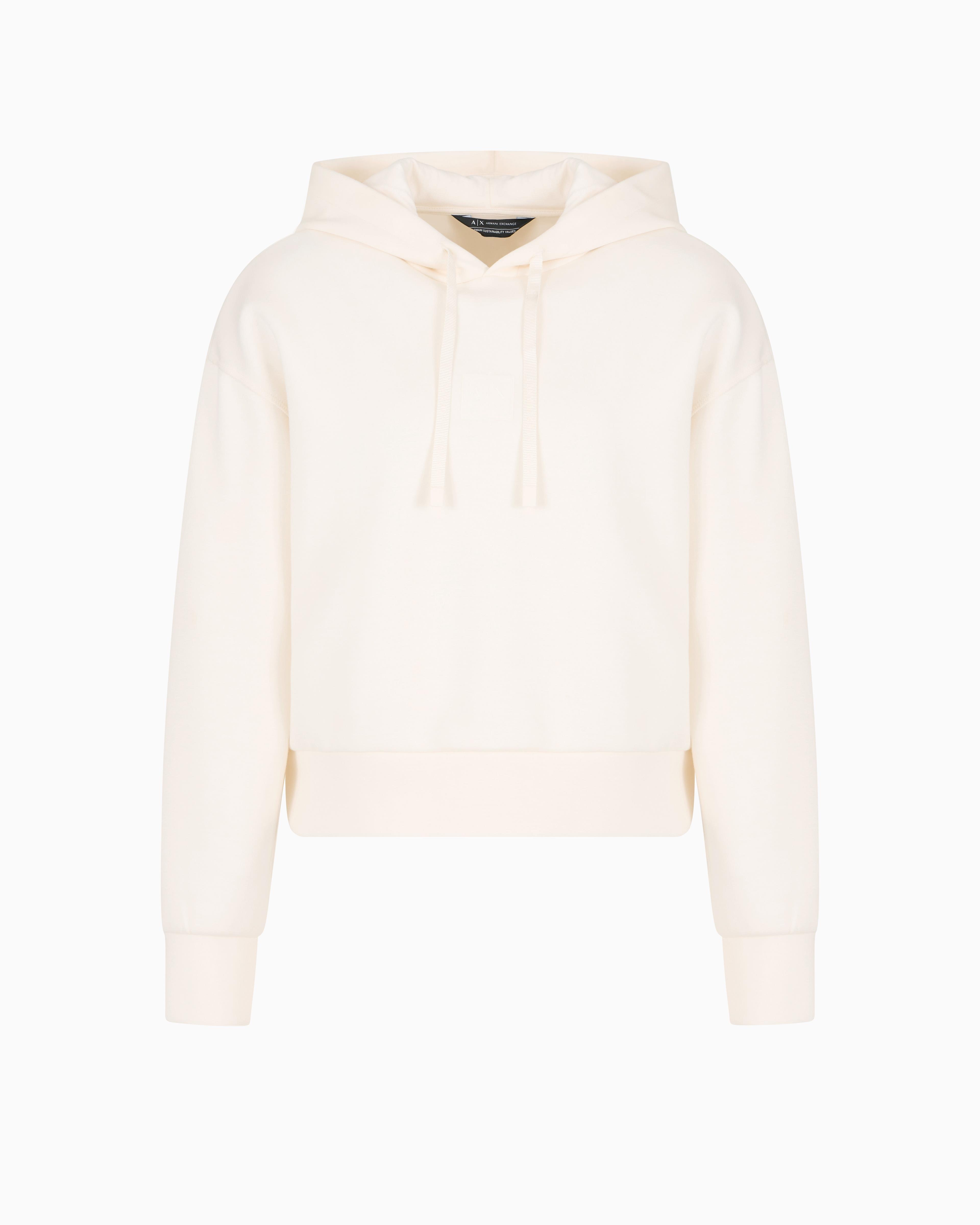 ARMANI EXCHANGE Armani Exchange Kadın Normal Kalıp Kapüşonlu Yaka Beli Lastikli Uzun Kollu Krem Sweatshirt XW000505 AF12819-U1003