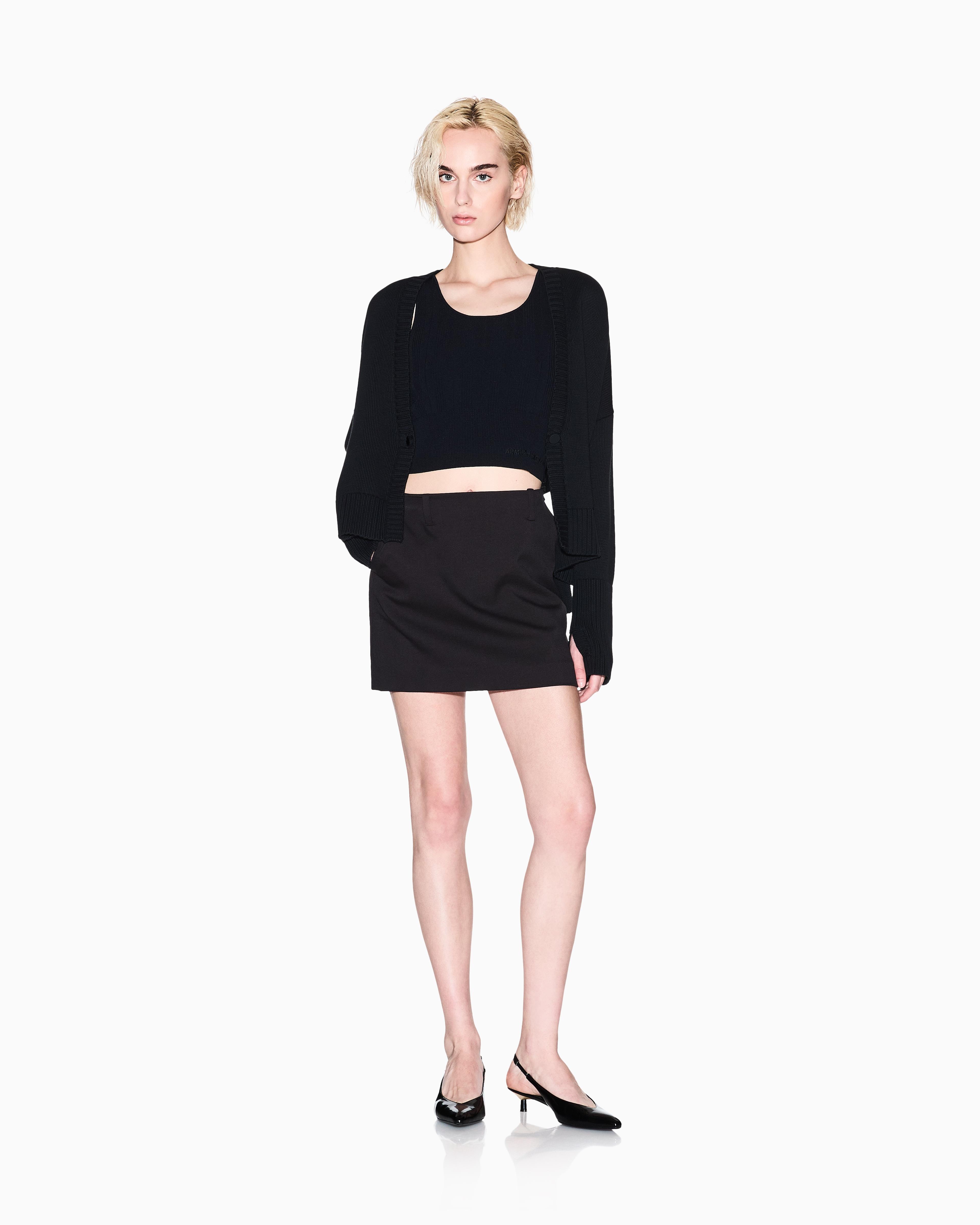 Armani Exchange Armani Exchange Kadın %100 Pamuklu Normal Kalıp V Yaka Nervür Detaylı Uzun Kollu Siyah Hırka XW001304 AF16552-UC001