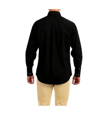 BOSS  BOSS Erkek %100 Pamuklu Logo Desenli Uzun Kollu Siyah Gömlek 50545572-001