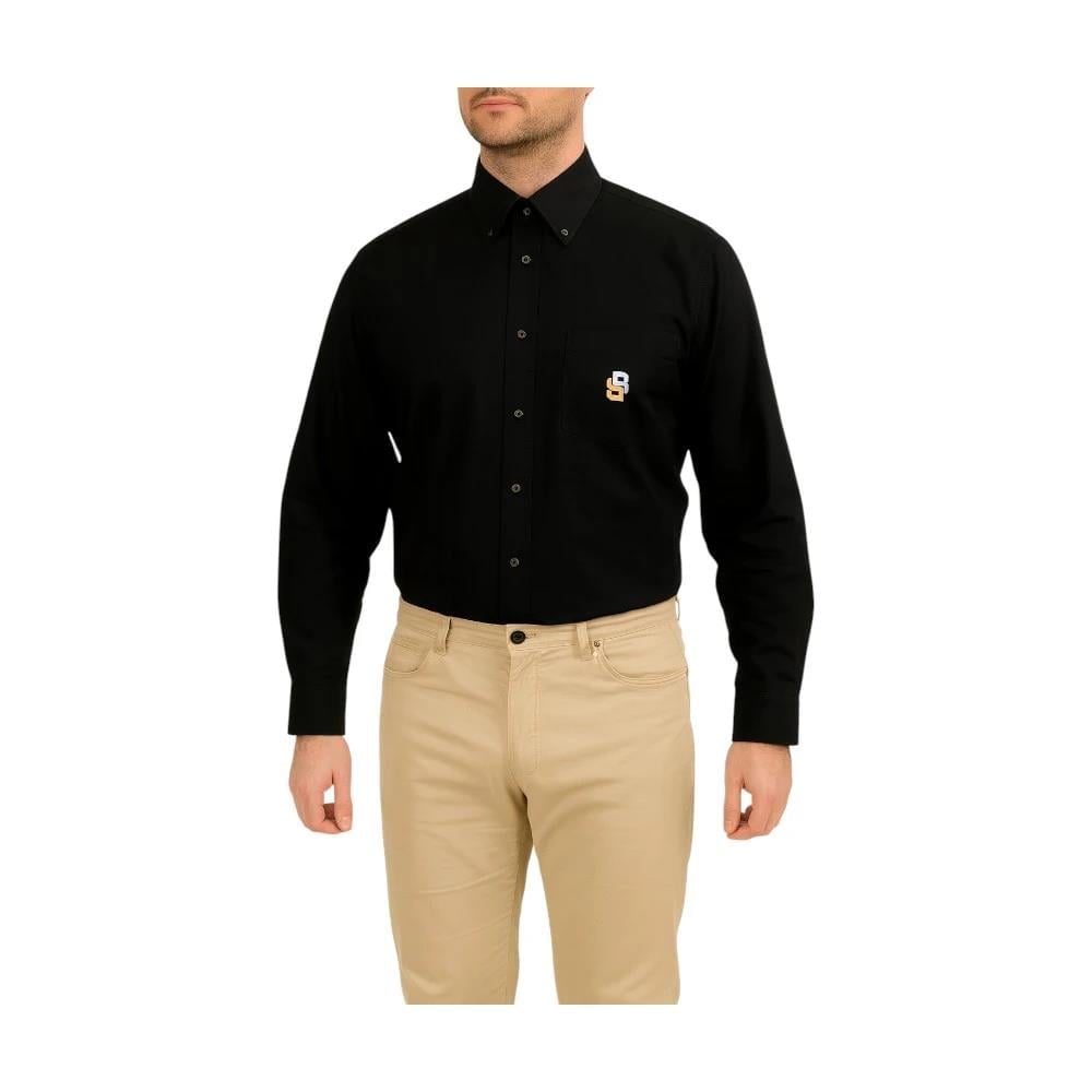 BOSS  BOSS Erkek %100 Pamuklu Logo Desenli Uzun Kollu Siyah Gömlek 50545572-001