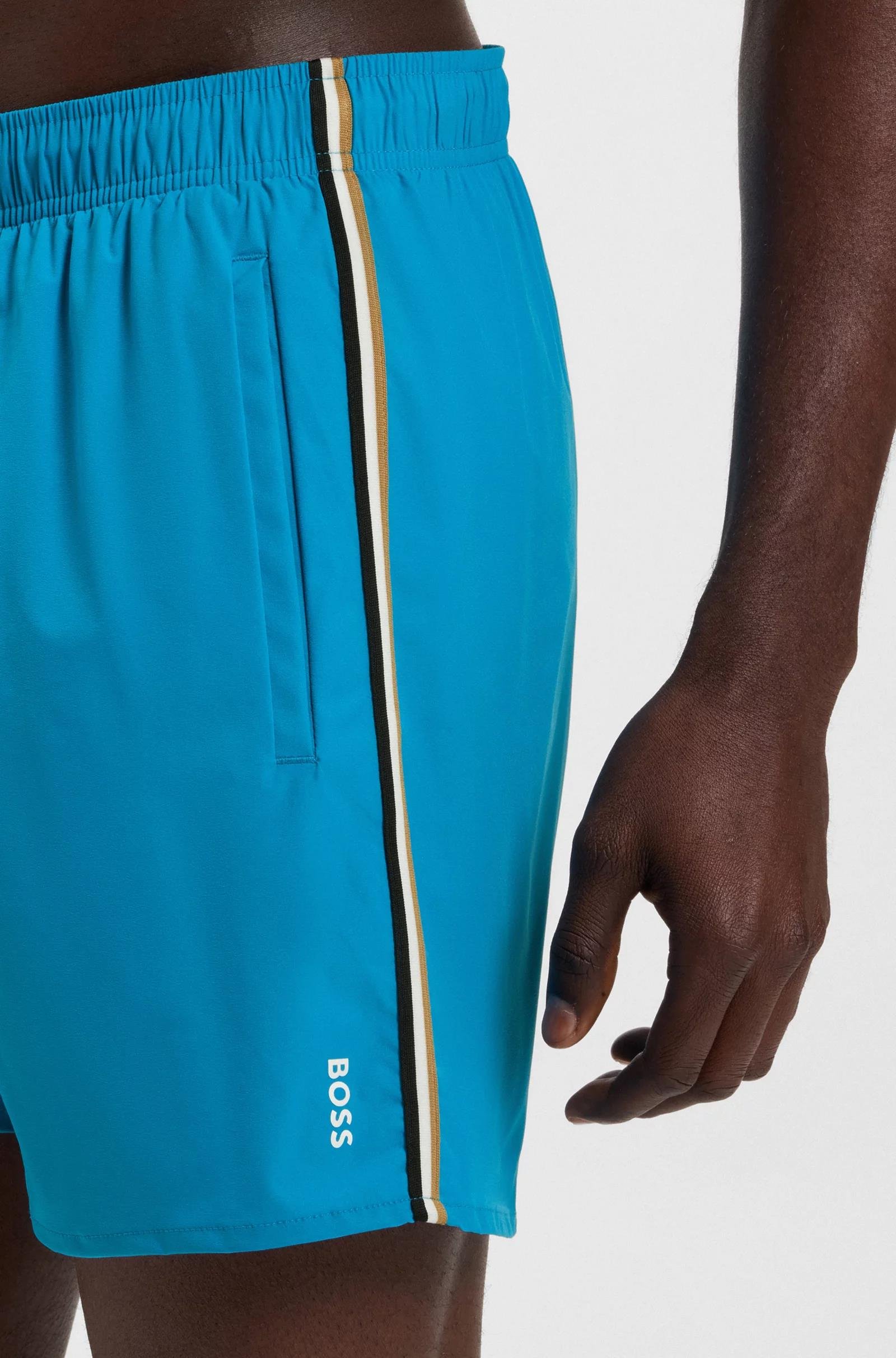 BOSS BOSS Erkek Beli Bağlamalı Cepli Astarlı Kısa Boy Lacivert Mayo 50491594-443