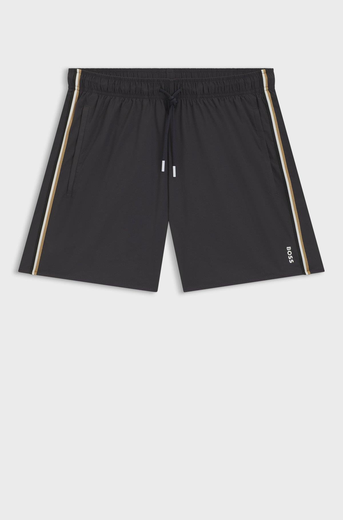 BOSS  BOSS Erkek Beli Bağlamalı Cepli Astarlı Kısa Boy Siyah Mayo 50491594-022