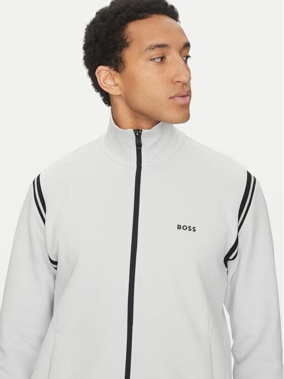 BOSS BOSS Erkek Dik Yaka Omzu Şerit Detaylı Regular Fit Fermuarlı Gri İkili Takım 50533738-054